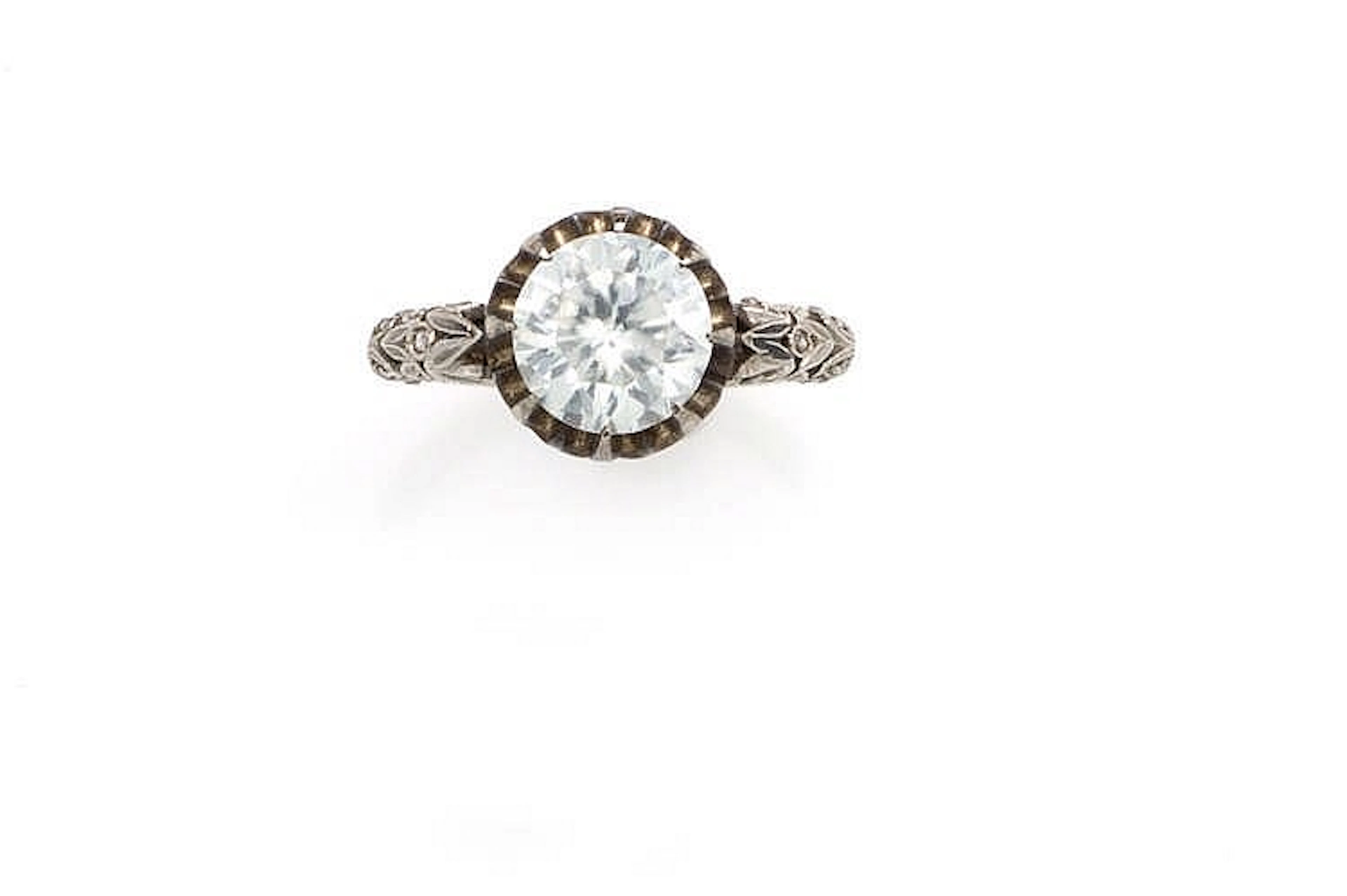VINTAGE PLATINUM RING WITH COLORLESS STONE