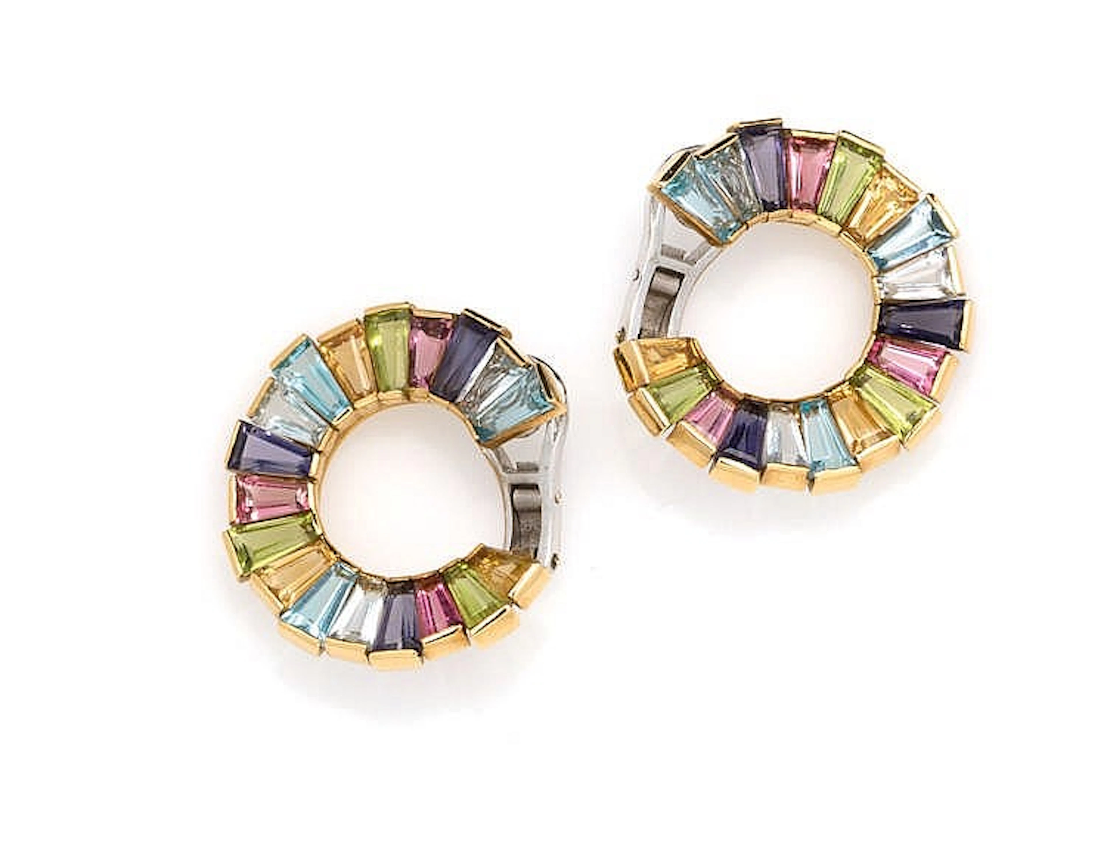 YELLOW AND WHITE GOLD, WITH SEMIPRECIOUS GEMS EARRINGS, TONATIU'