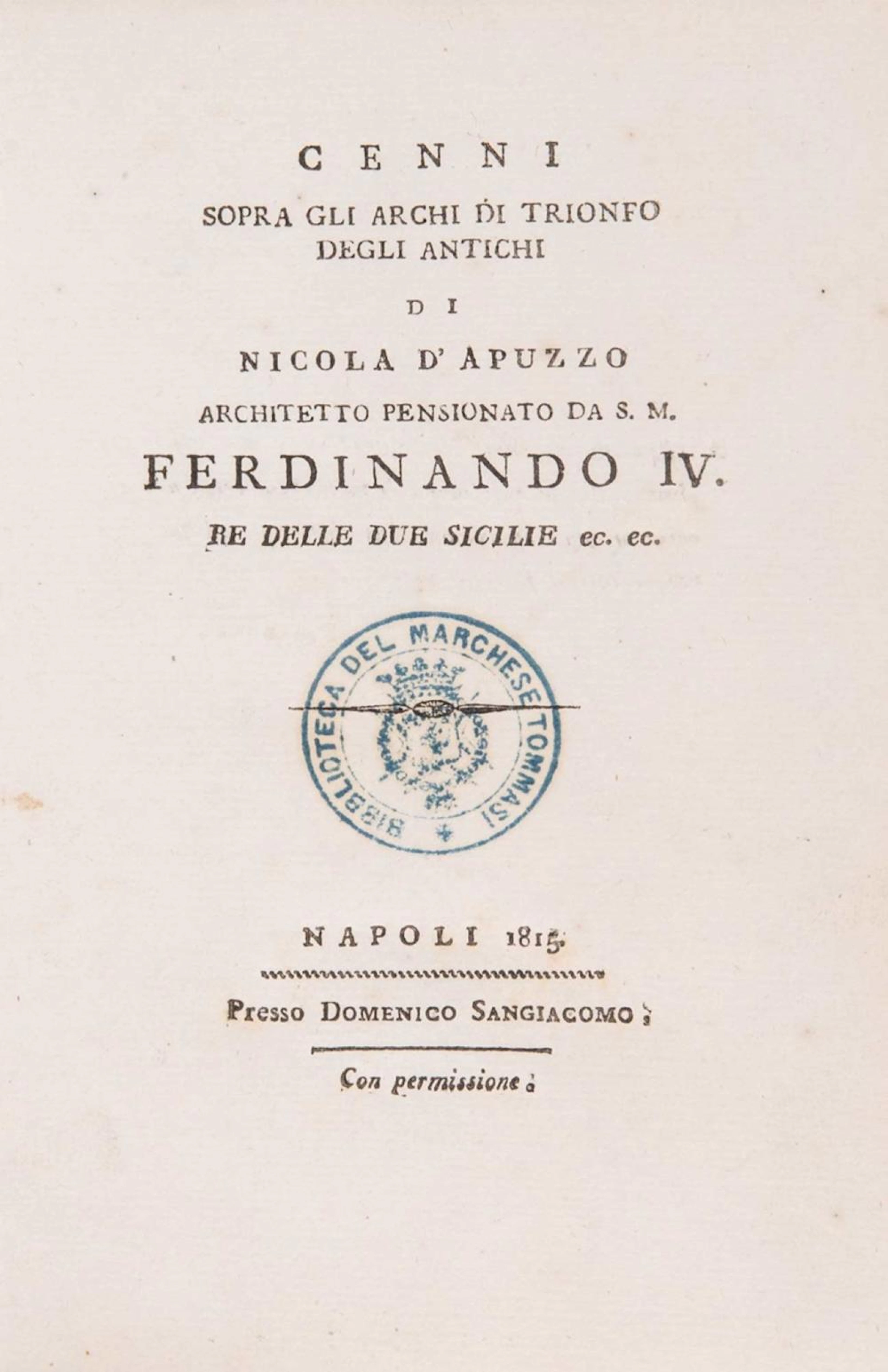 D'Apuzzo, Nicola - Cenni sopra gli Archi di Trionfo