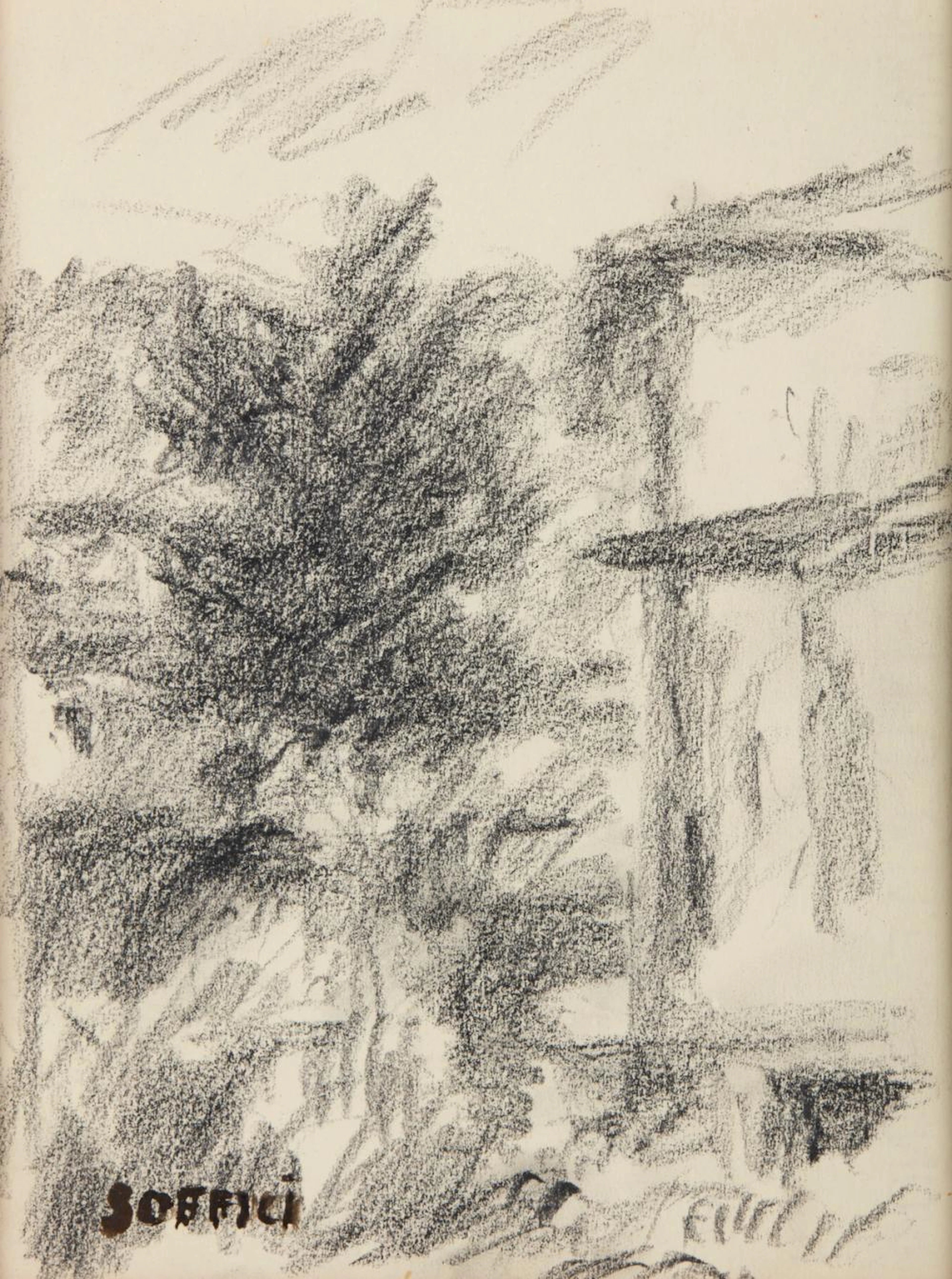 SOFFICI ARDENGO (1879 - 1964) Paesaggio con case.