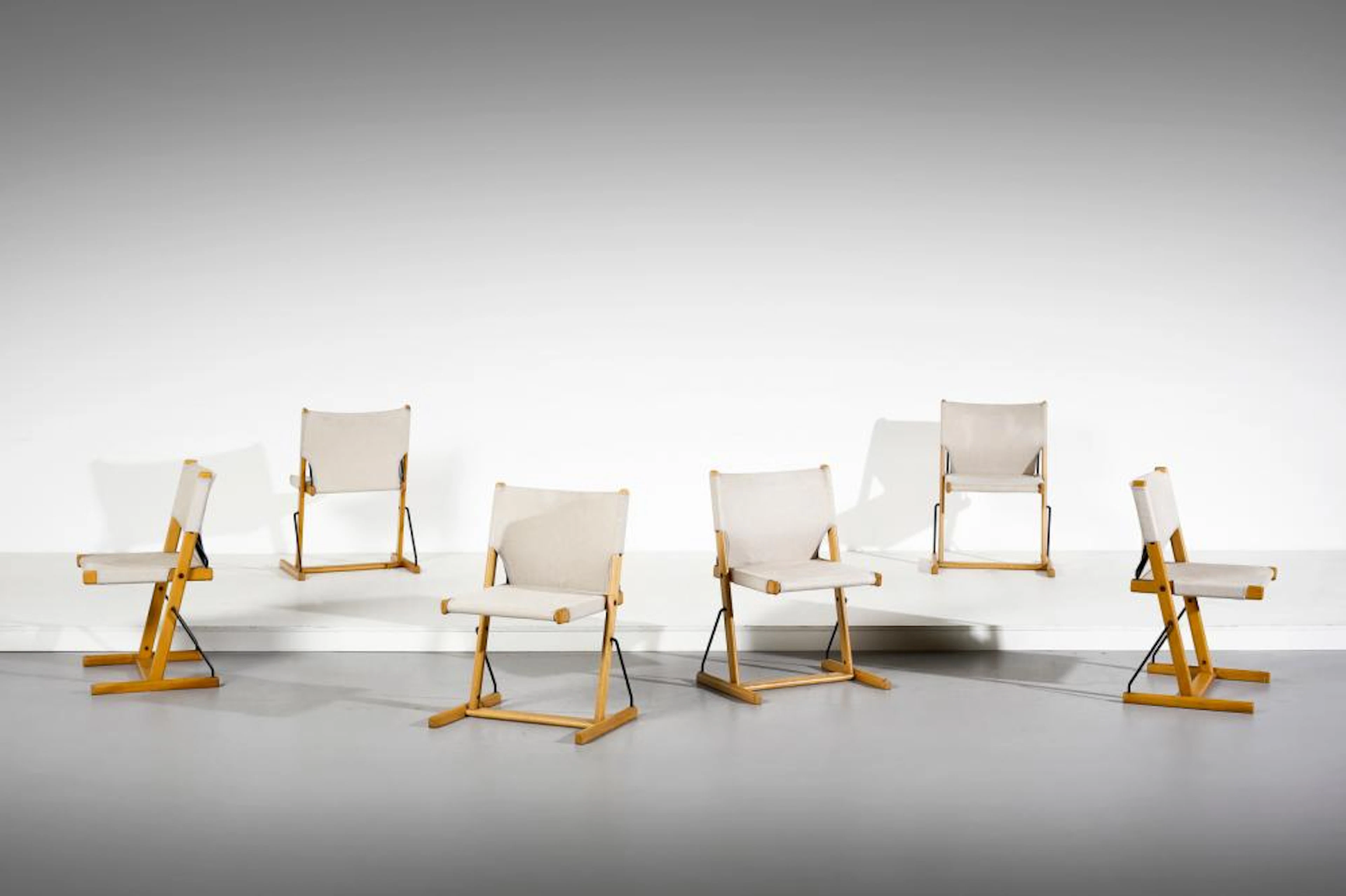 DE MARTINI PIERO (n. 1939) Six stackable Nina and Santamaria chairs for Cassina