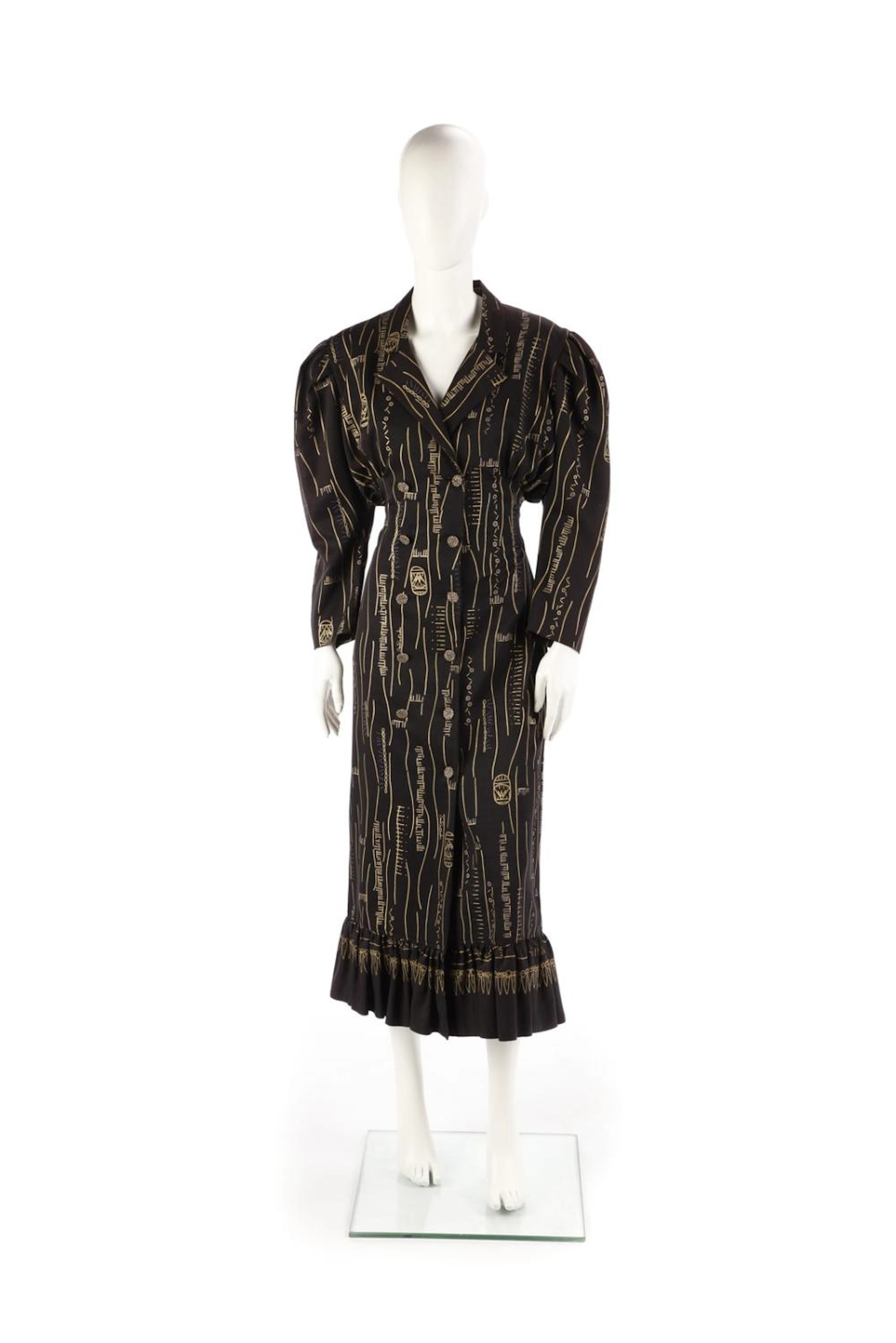 RHODES ZANDRA Black long-sleeved dress with collar and...