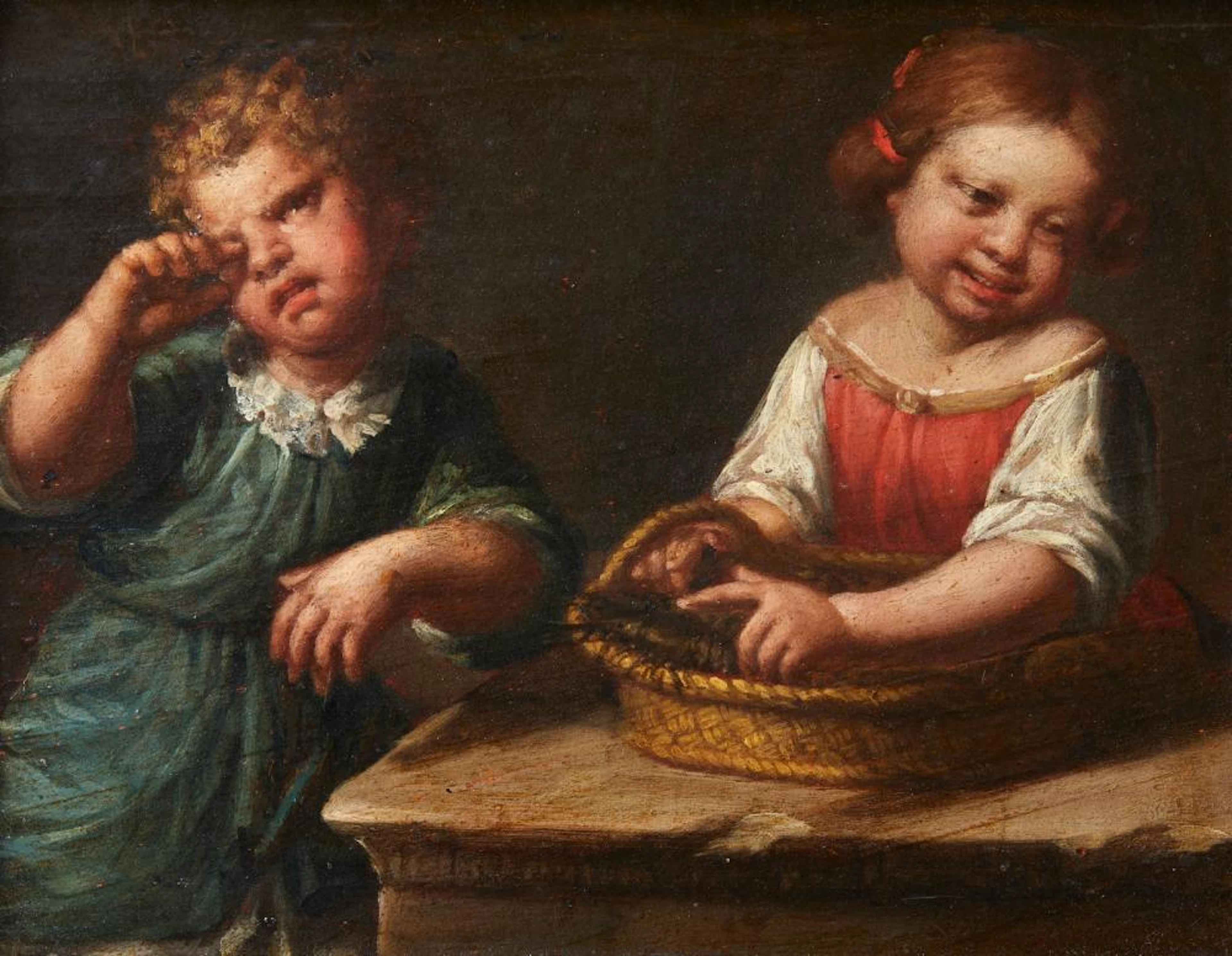 ANGUISSOLA SOFONISBA (1530 - 1625) - Scope of. Child bitten by a shrimp