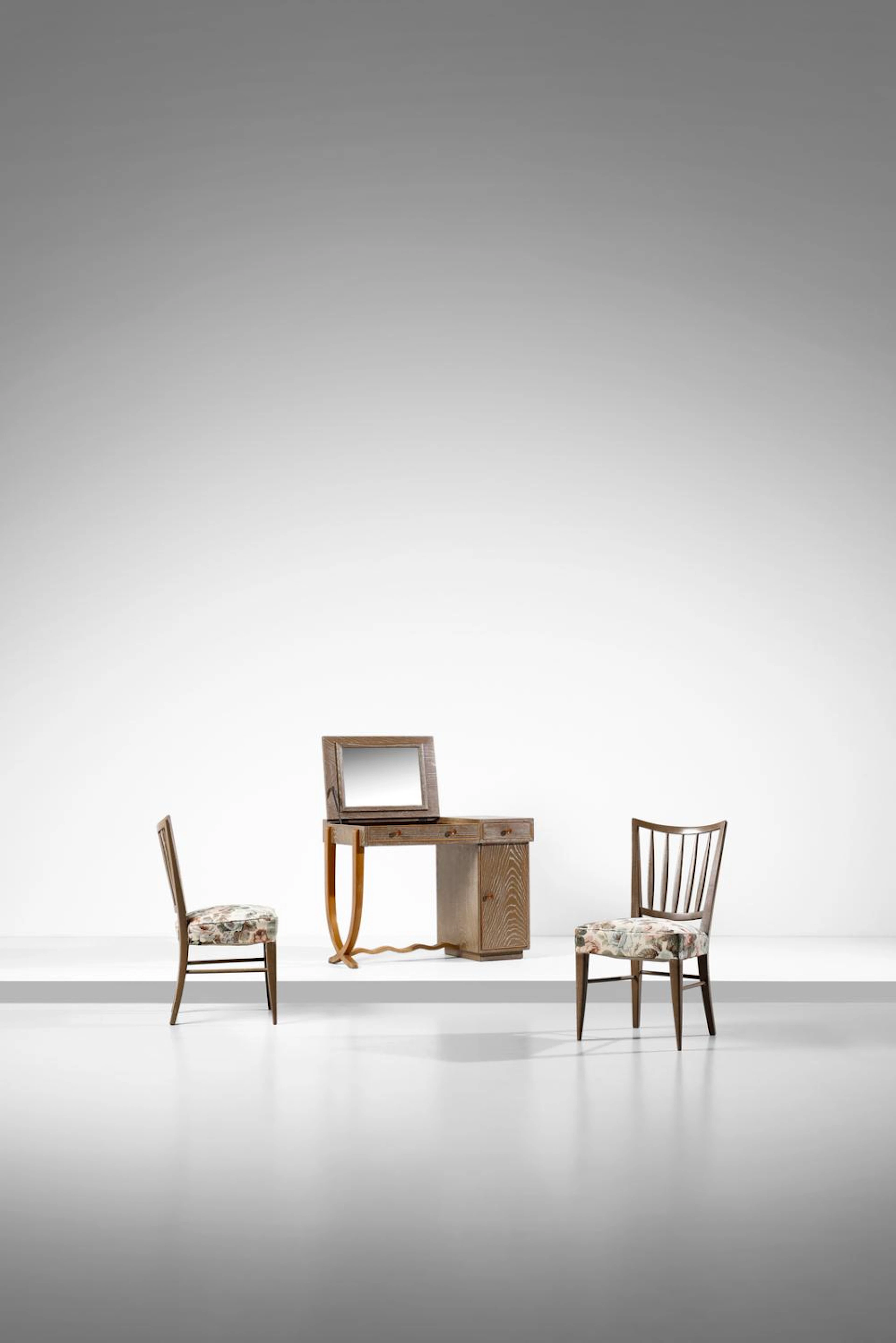 PECORINI GUGLIELMO - Lot consisting of a dressing table and two chairs