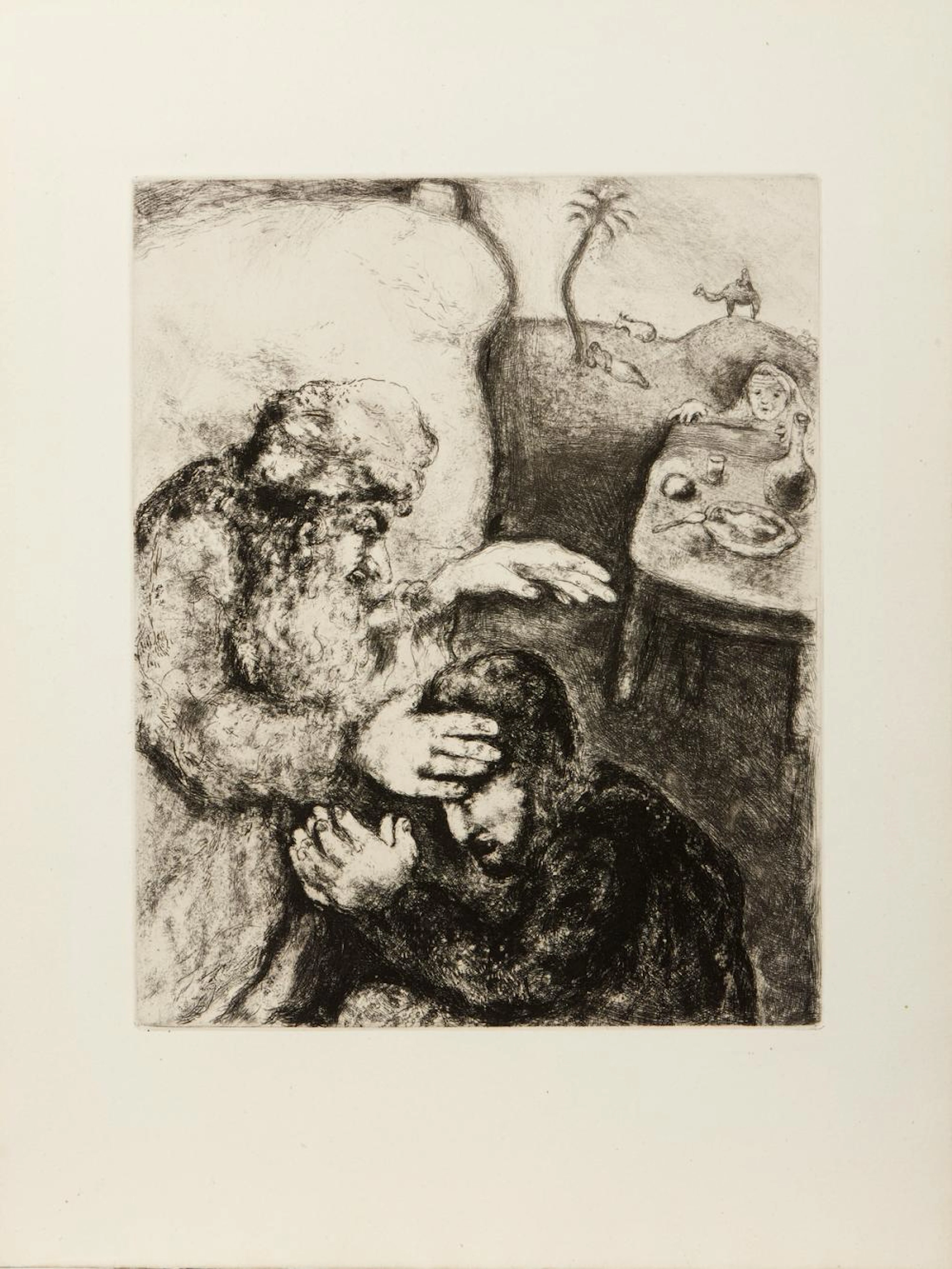 CHAGALL MARC (1887 - 1985) - Dalla serie La Bible: Jacob béni par Isaac.
