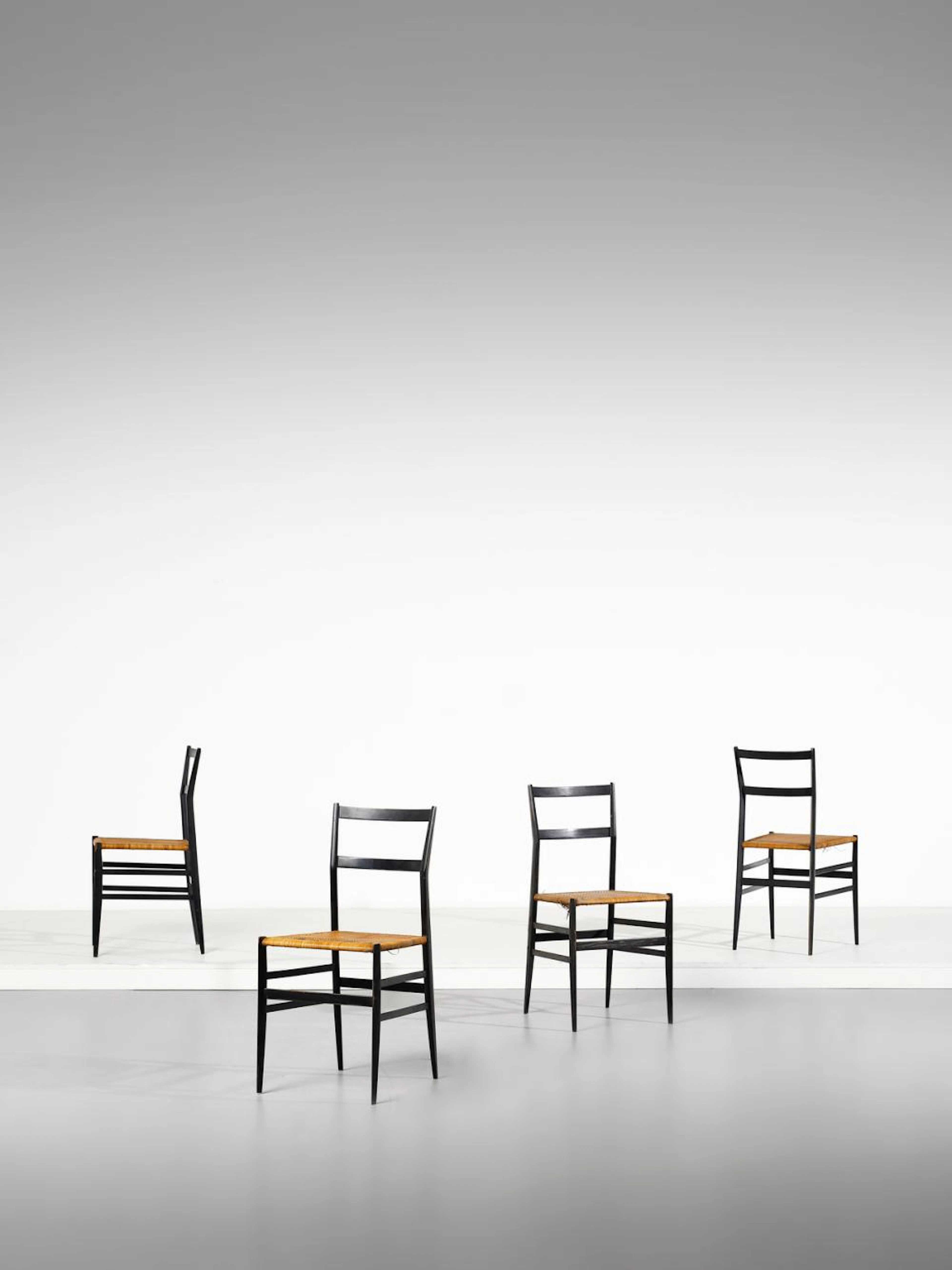 PONTI GIO (1891 - 1979) Four Superleggera chairs for Cassina