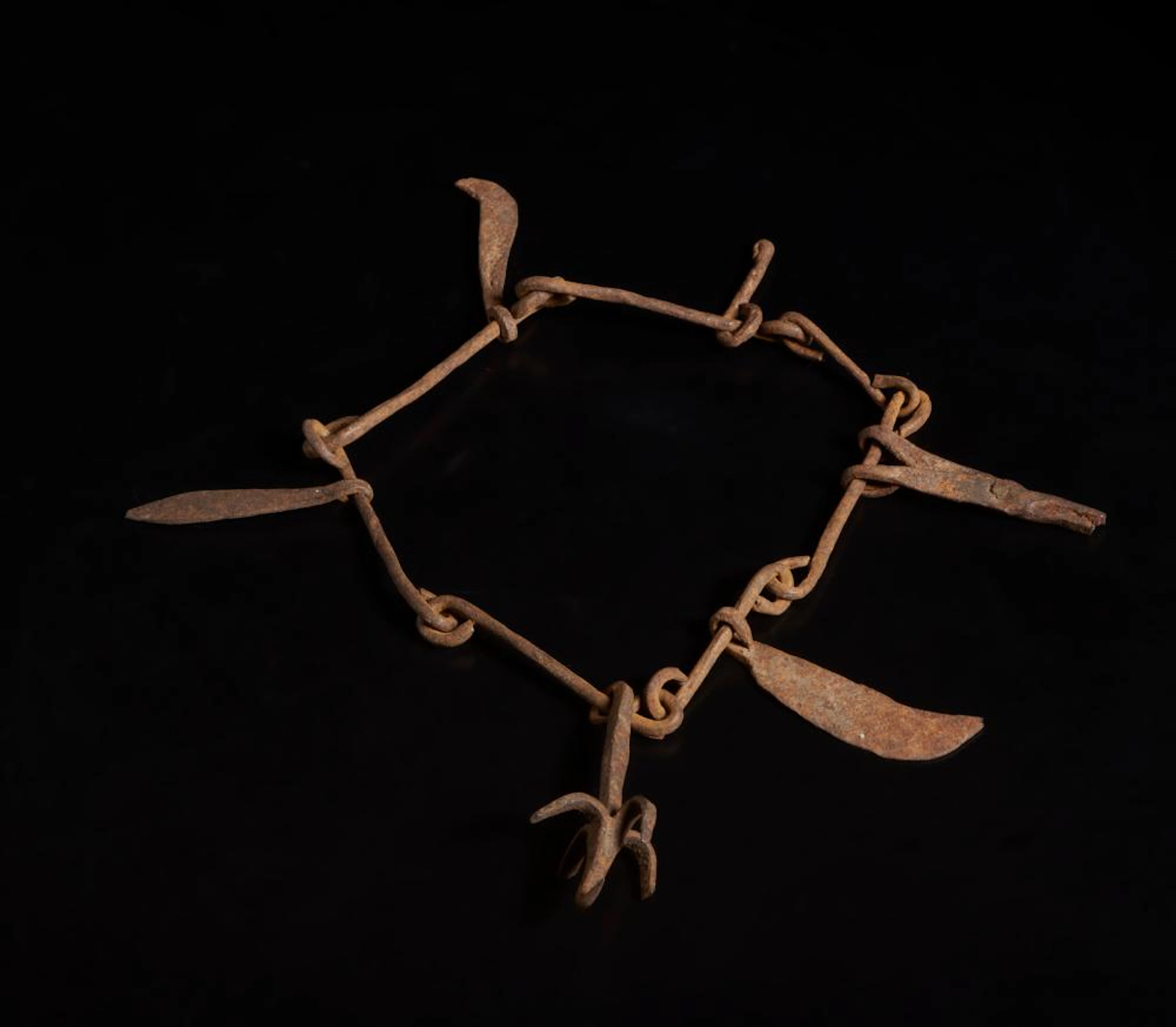African art Dogon, Mali. Wrought iron necklace. Visible flaws and signs of use.