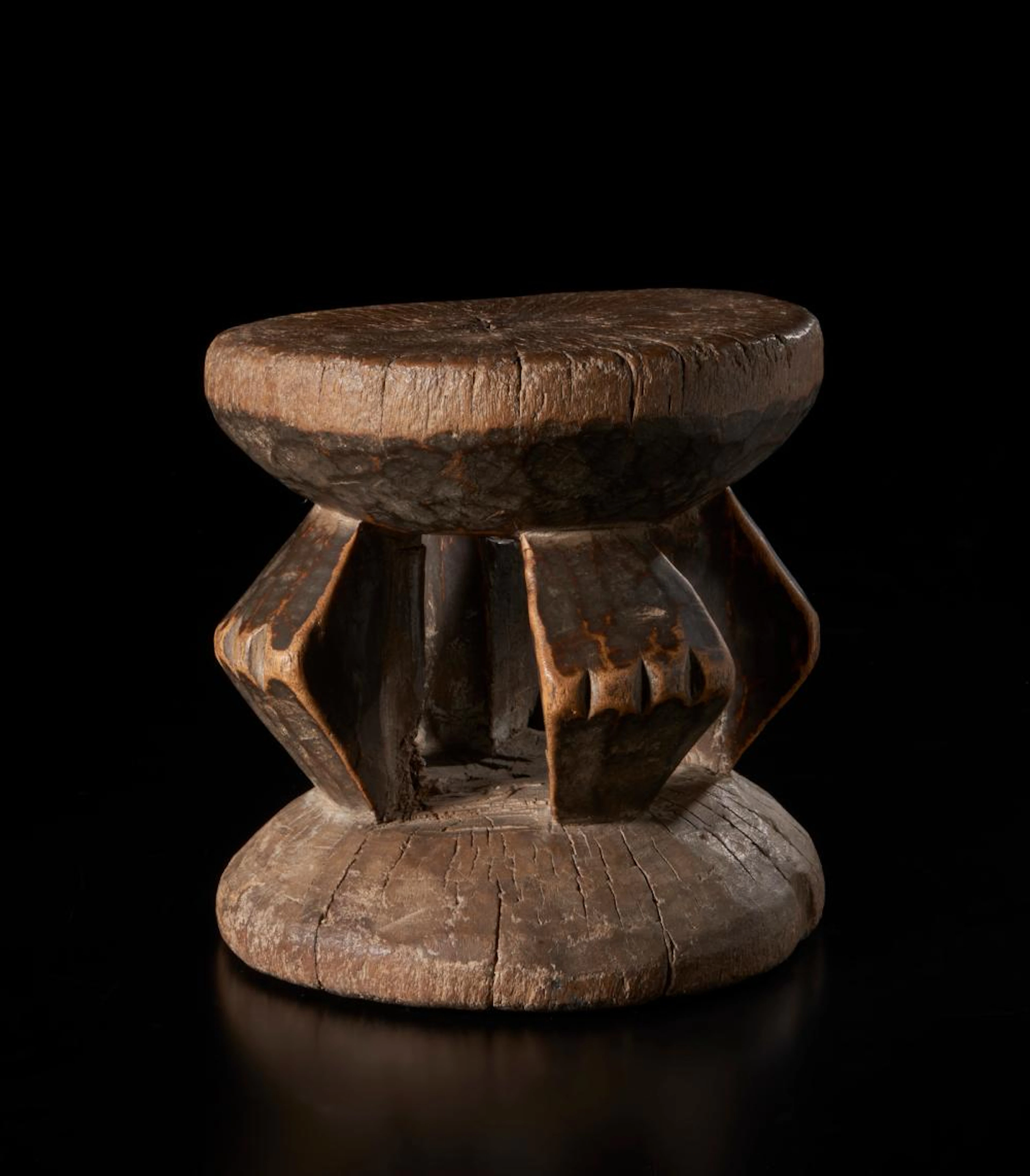 African art Dogon, Mali. Seat, dark patina hardwood. Signs of use.