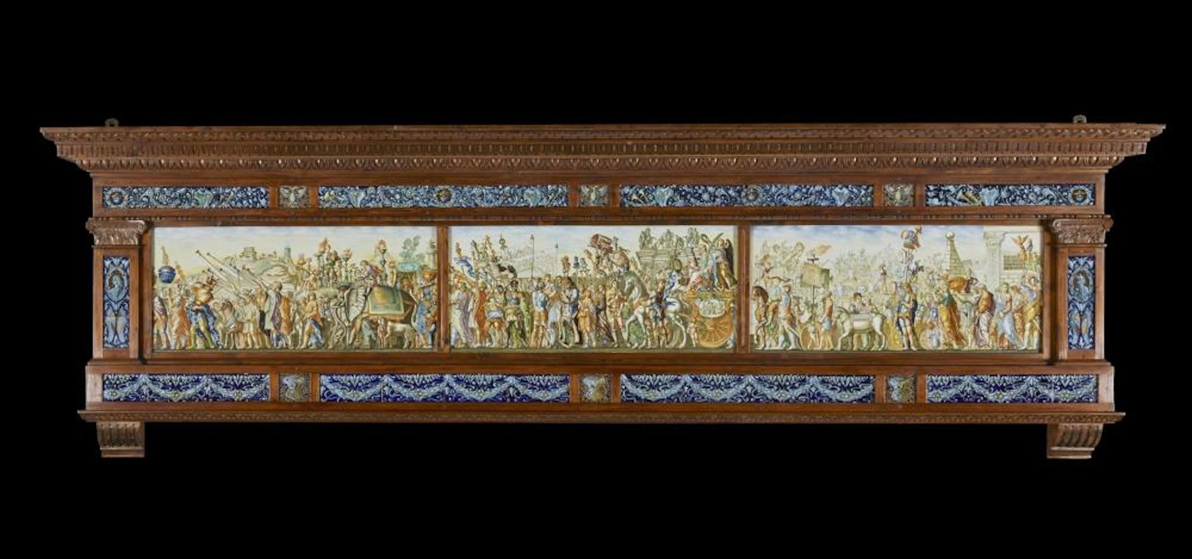 20th Century Molaroni workshop Maiolica panel painted...