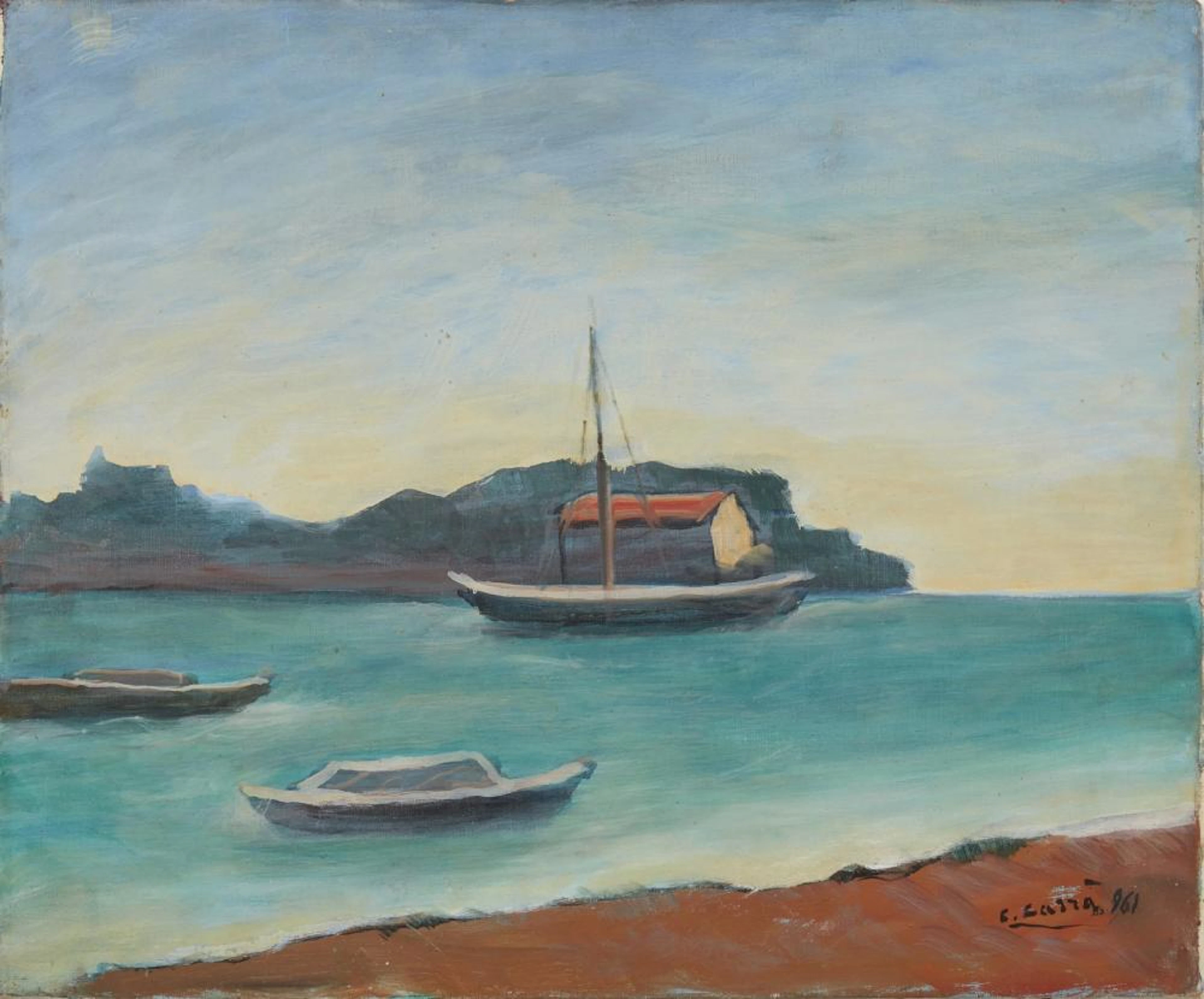CARRA' CARLO (1881 - 1966) Marina con barche.