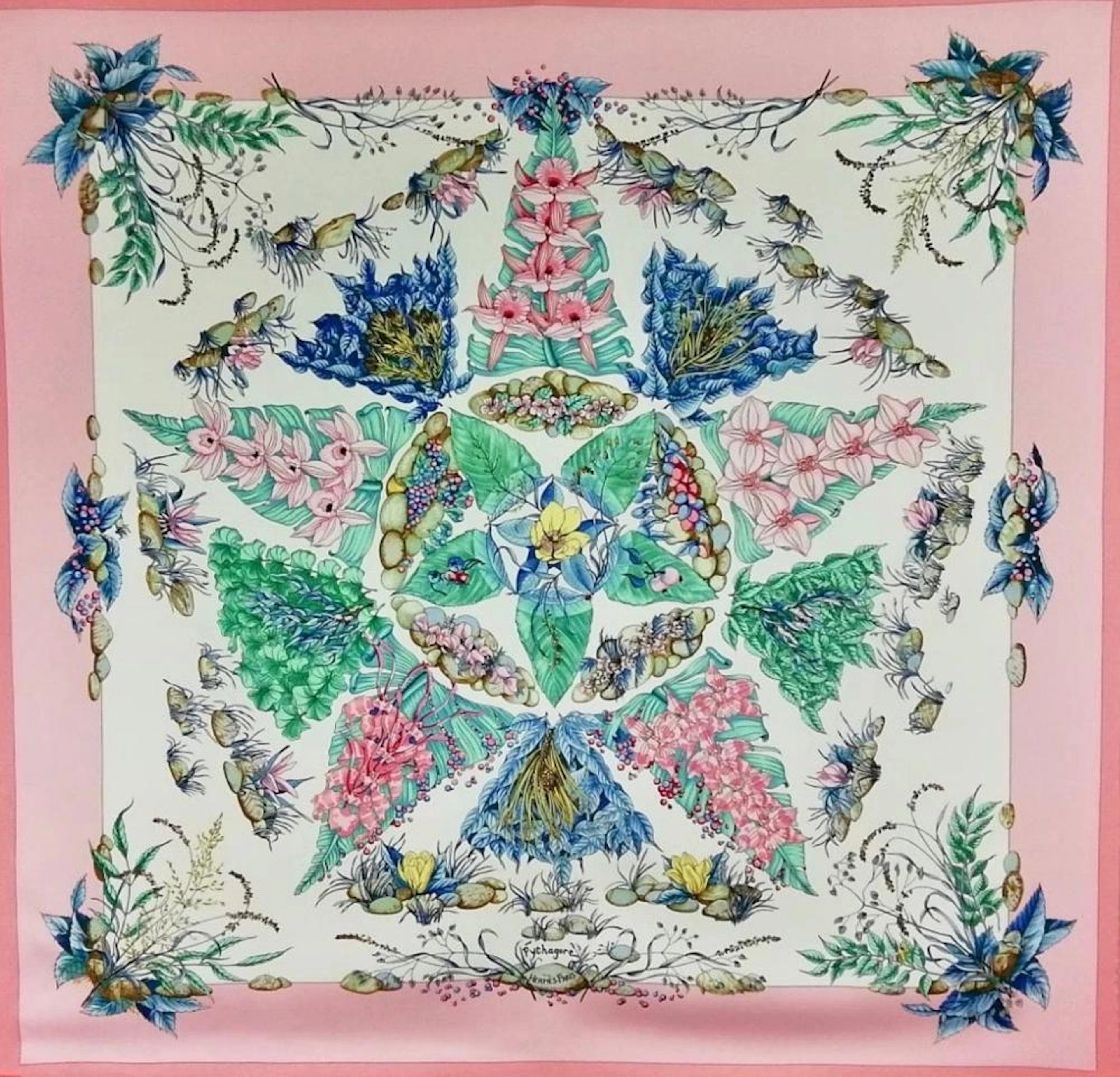 HERMES Silk carré foulard "Phytagore".