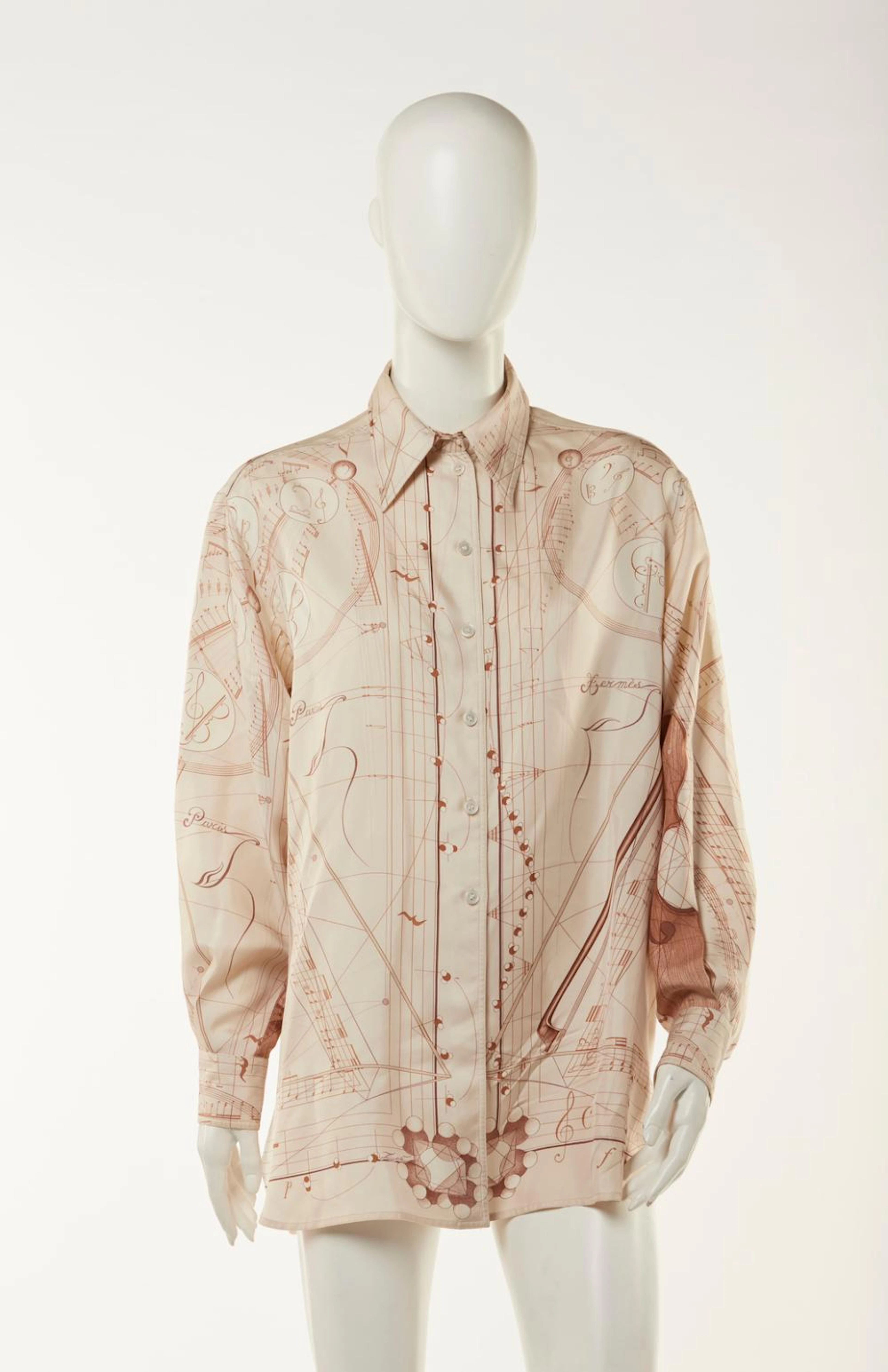 HERMES Printed silk shirt.