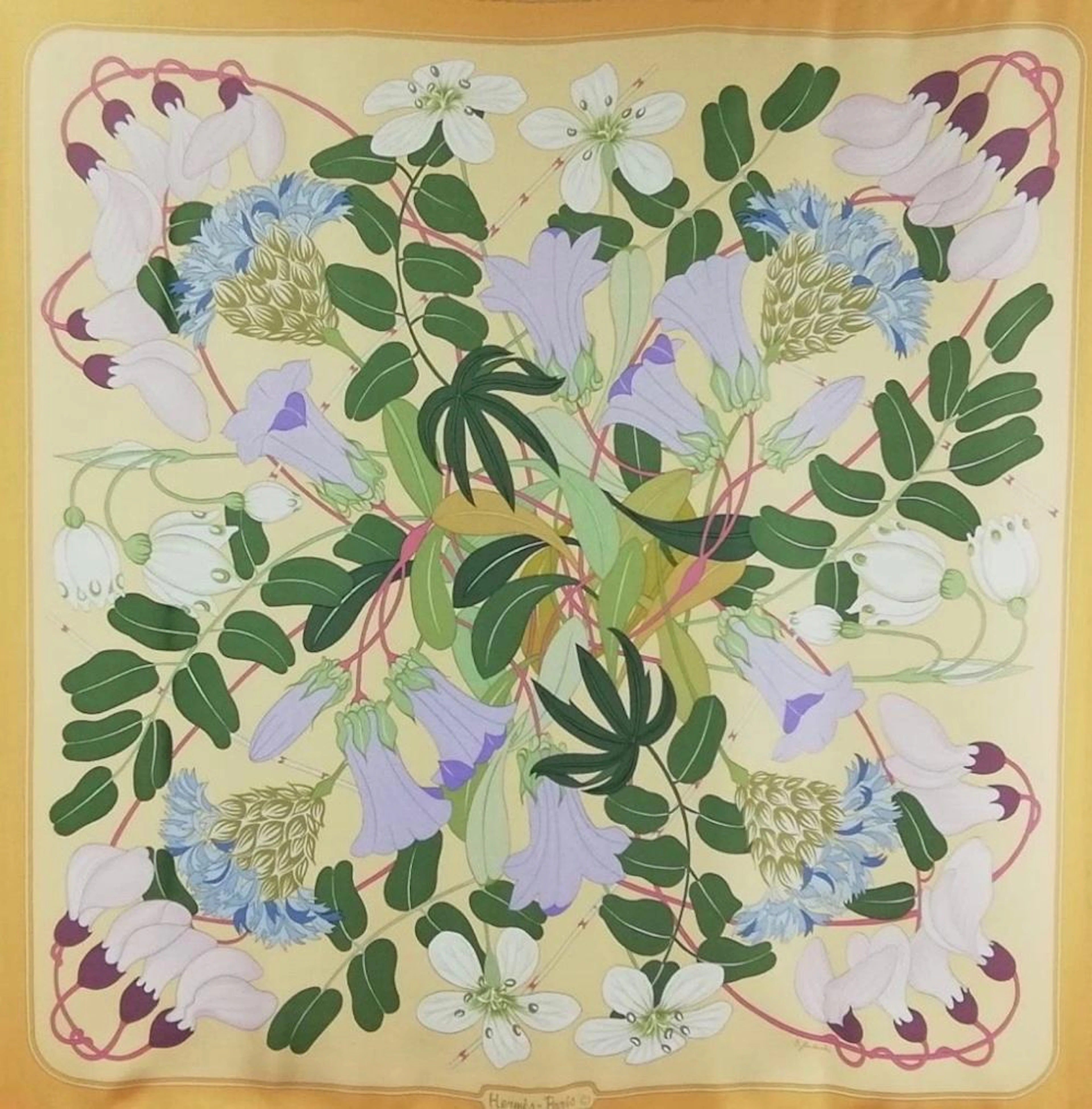 HERMES Silk carré foulard Flora Graeca.