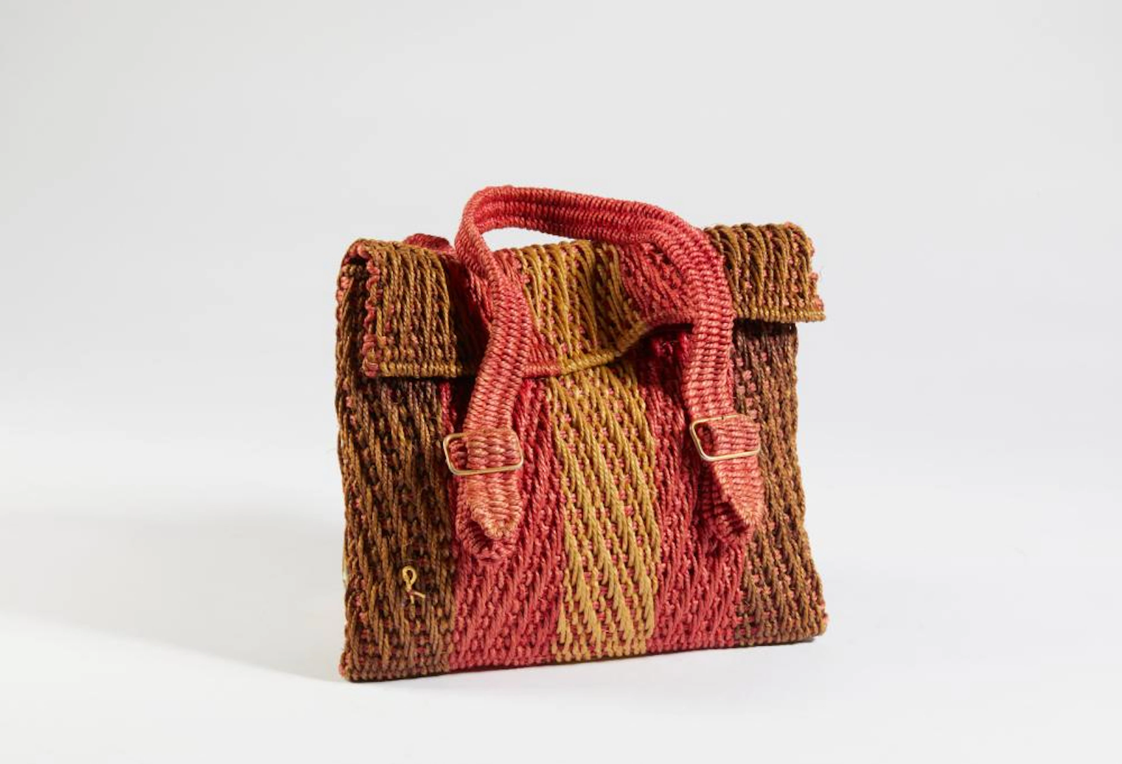 DI CAMERINO ROBERTA (1920 - 2010) - Sporty squared multicolored raffia bag.
