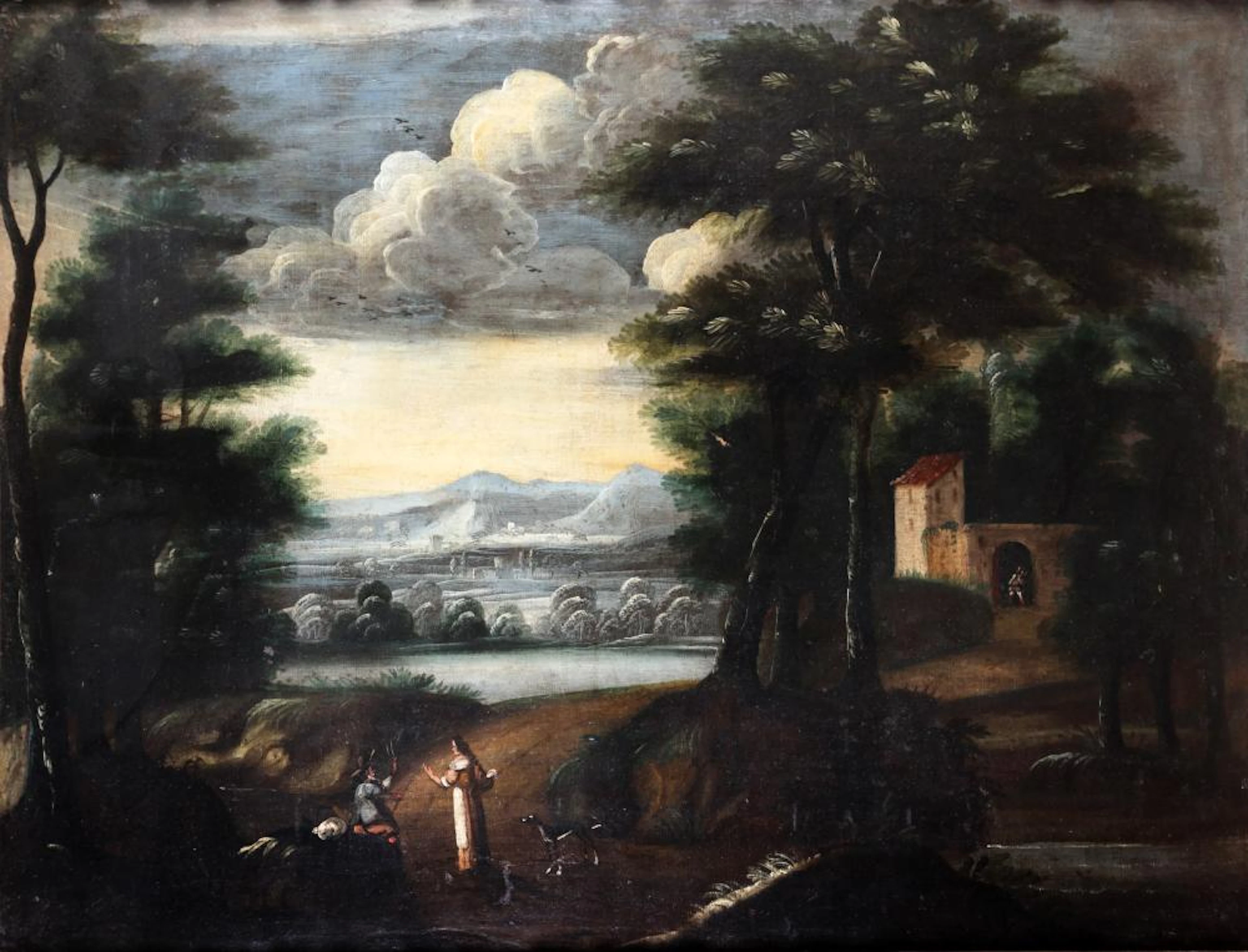 17th CENTURY VENETO ARTIST Figures in a landscape.