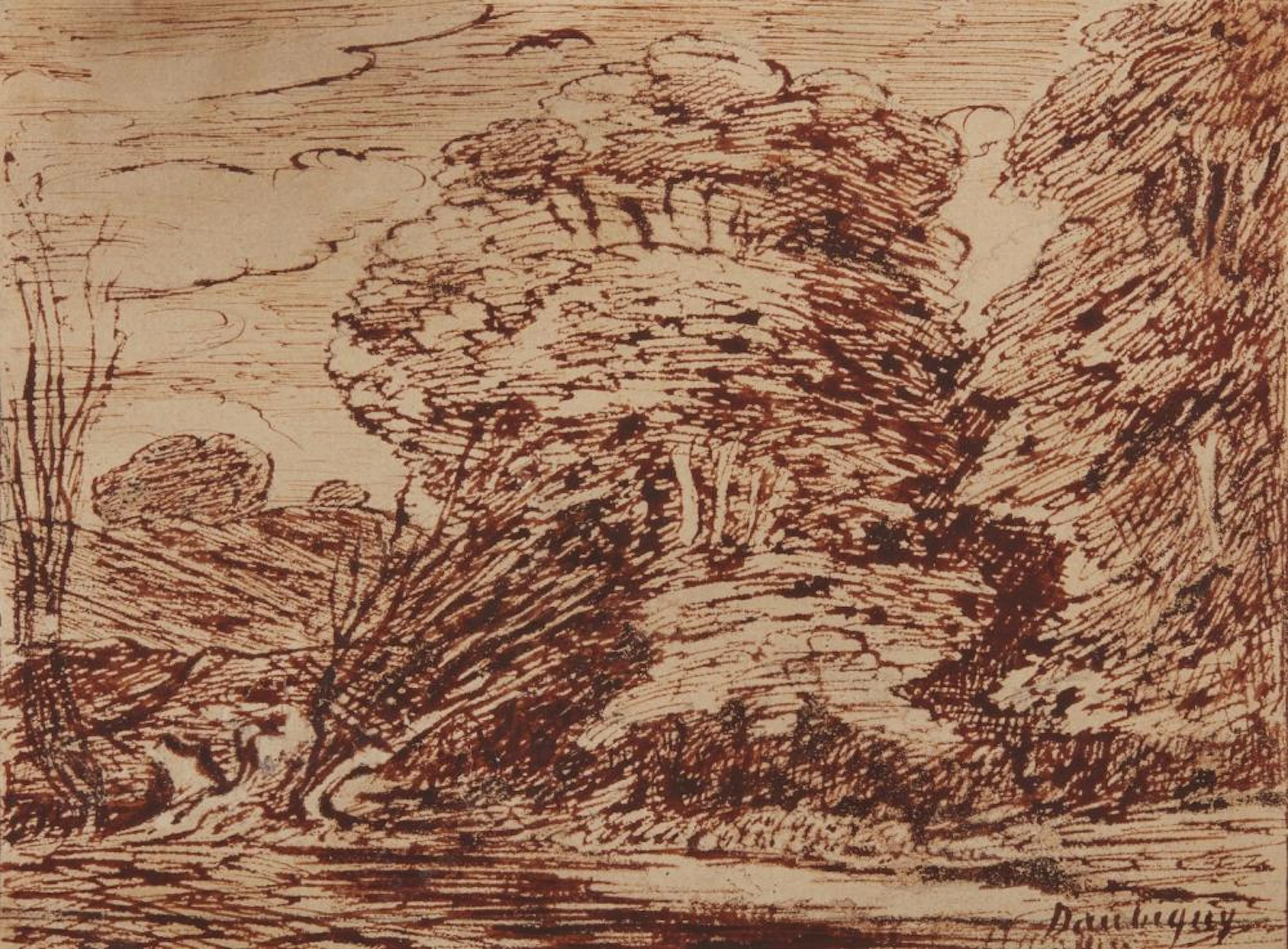 DAUBIGNY CHARLES FRANCOIS (1817 - 1878) Attributed to. Landscape