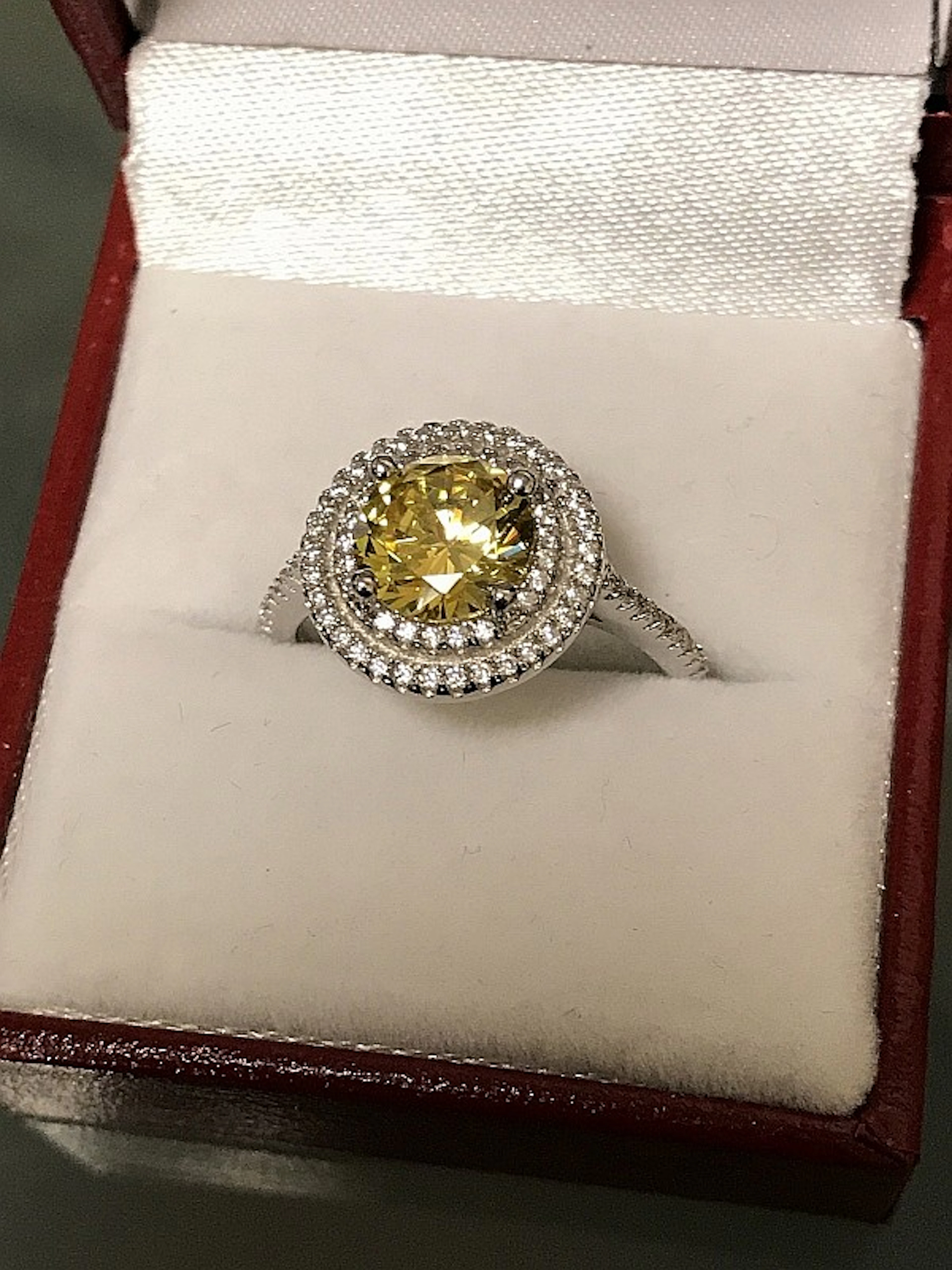 Yellow Sapphire Halo Ring