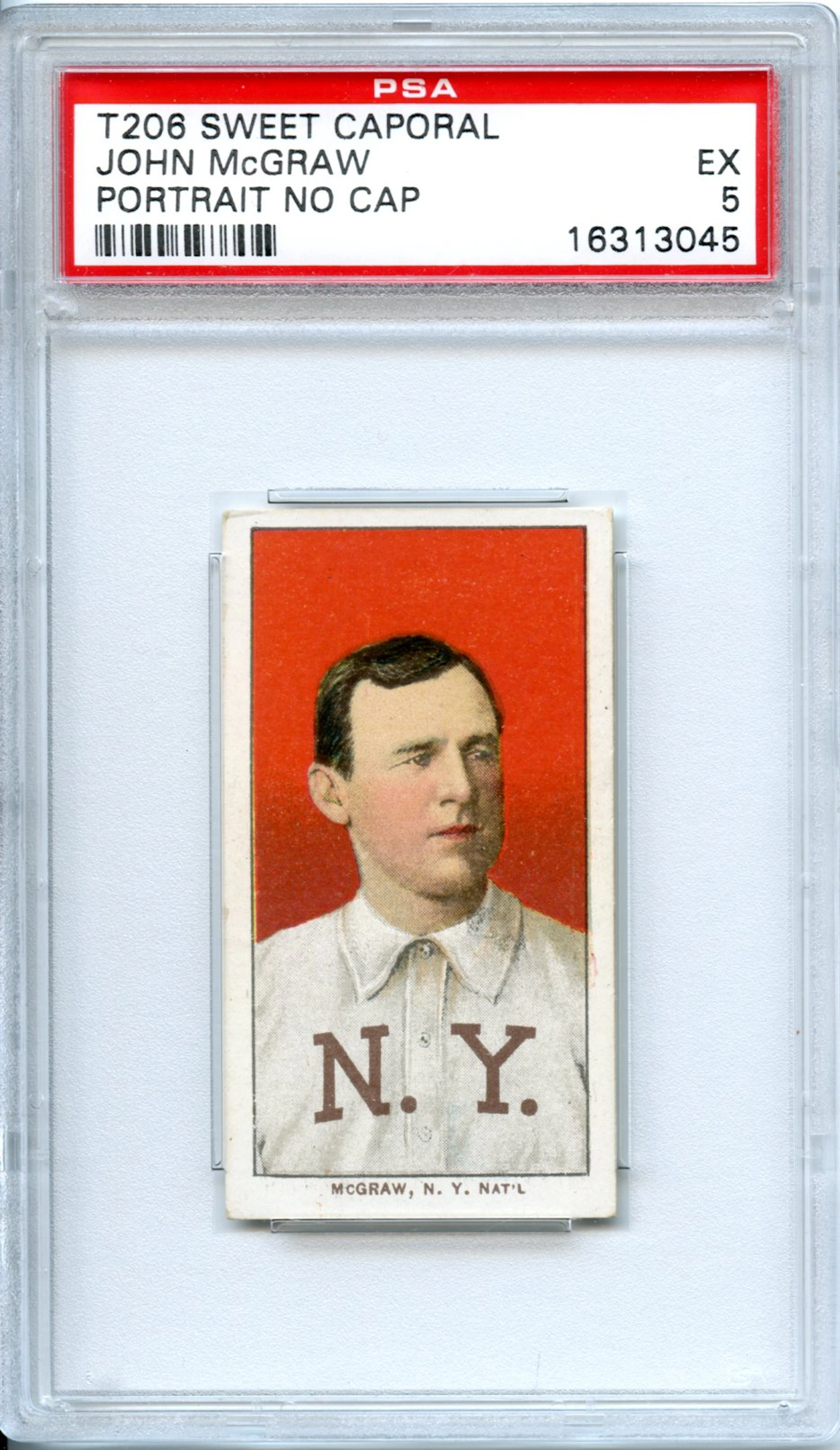 1909-11 T206 Sweet Caporal 350/30 John McGraw Portrait No Cap PSA 5 EX