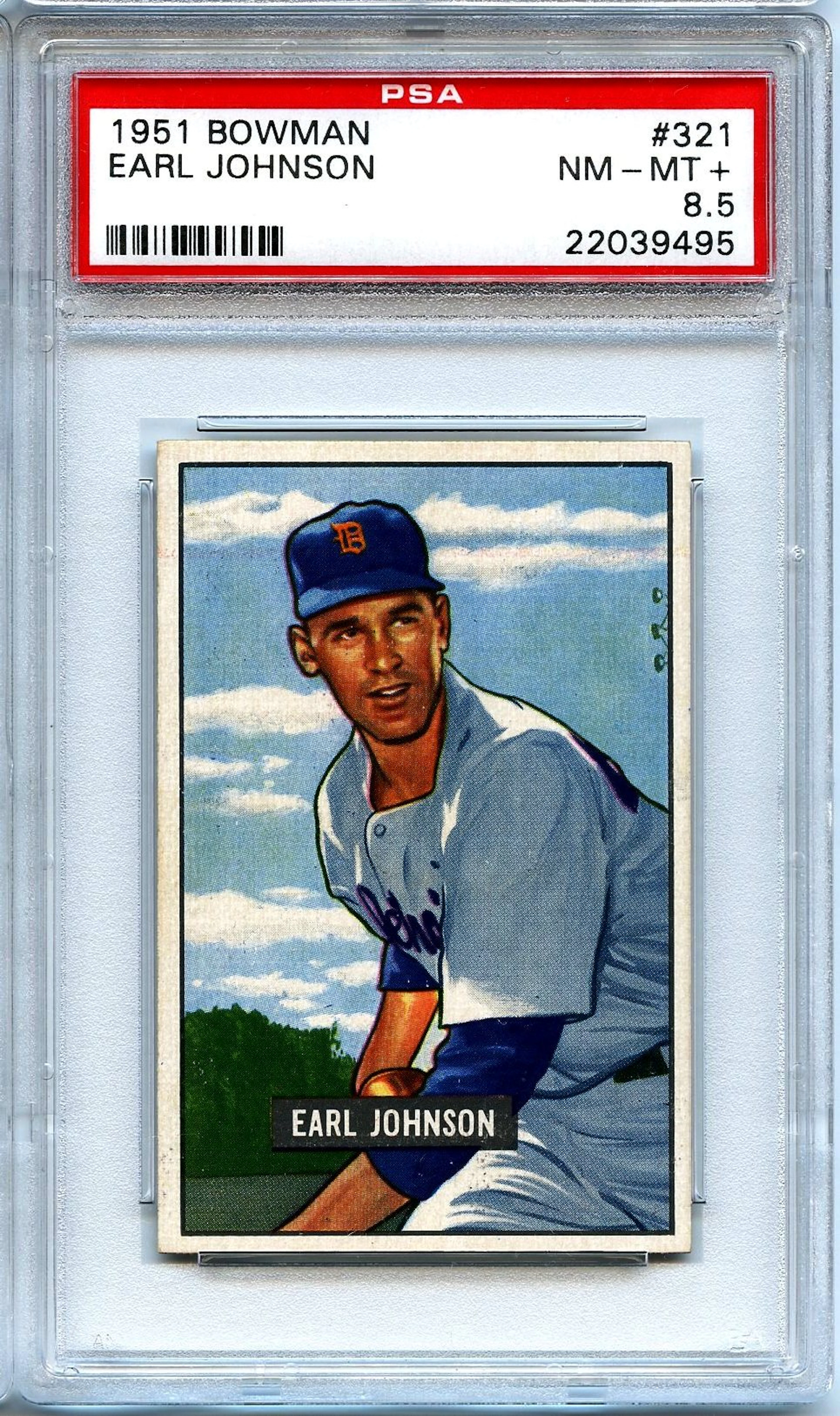 1951 Bowman #321 Earl Johnson PSA 8.5 NM-MT+ Pop 3 High-Number Only 7 Higher
