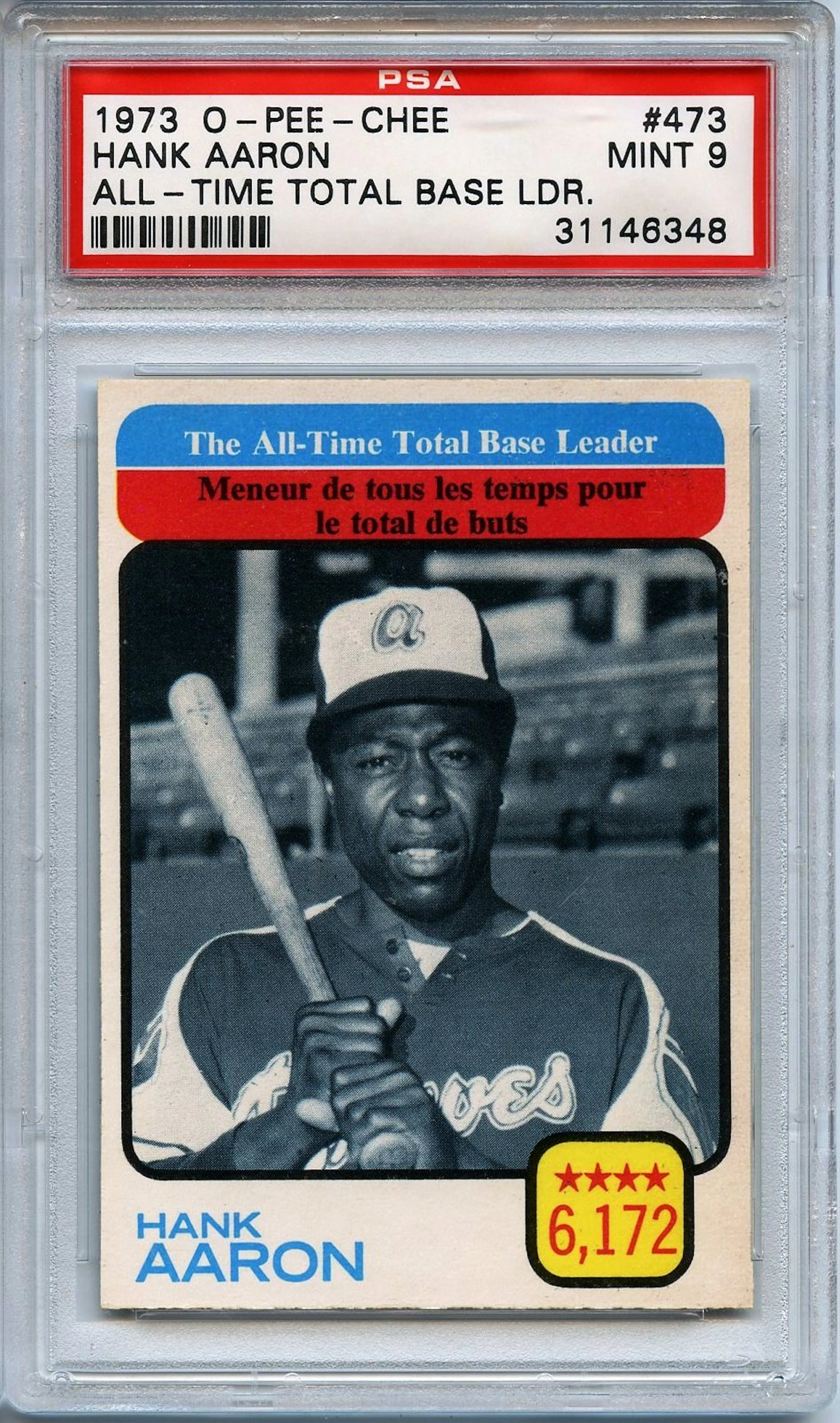 1973 O-Pee-Chee #473 Hank Aaron All-Time Total Base Leader PSA...