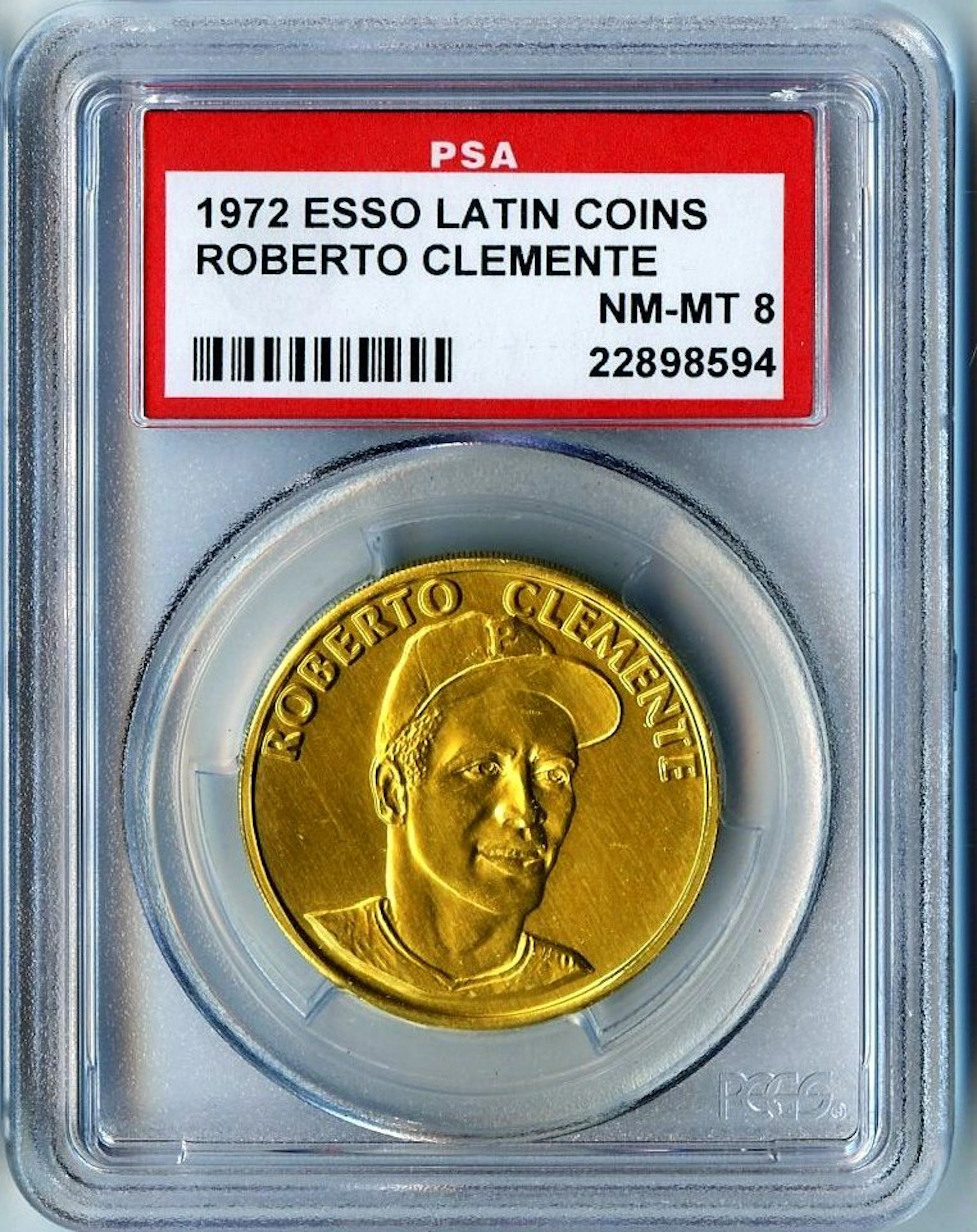 Extremely Rare 1972 Esso Latin Coins Roberto Clemente PSA 8 NM-MT...