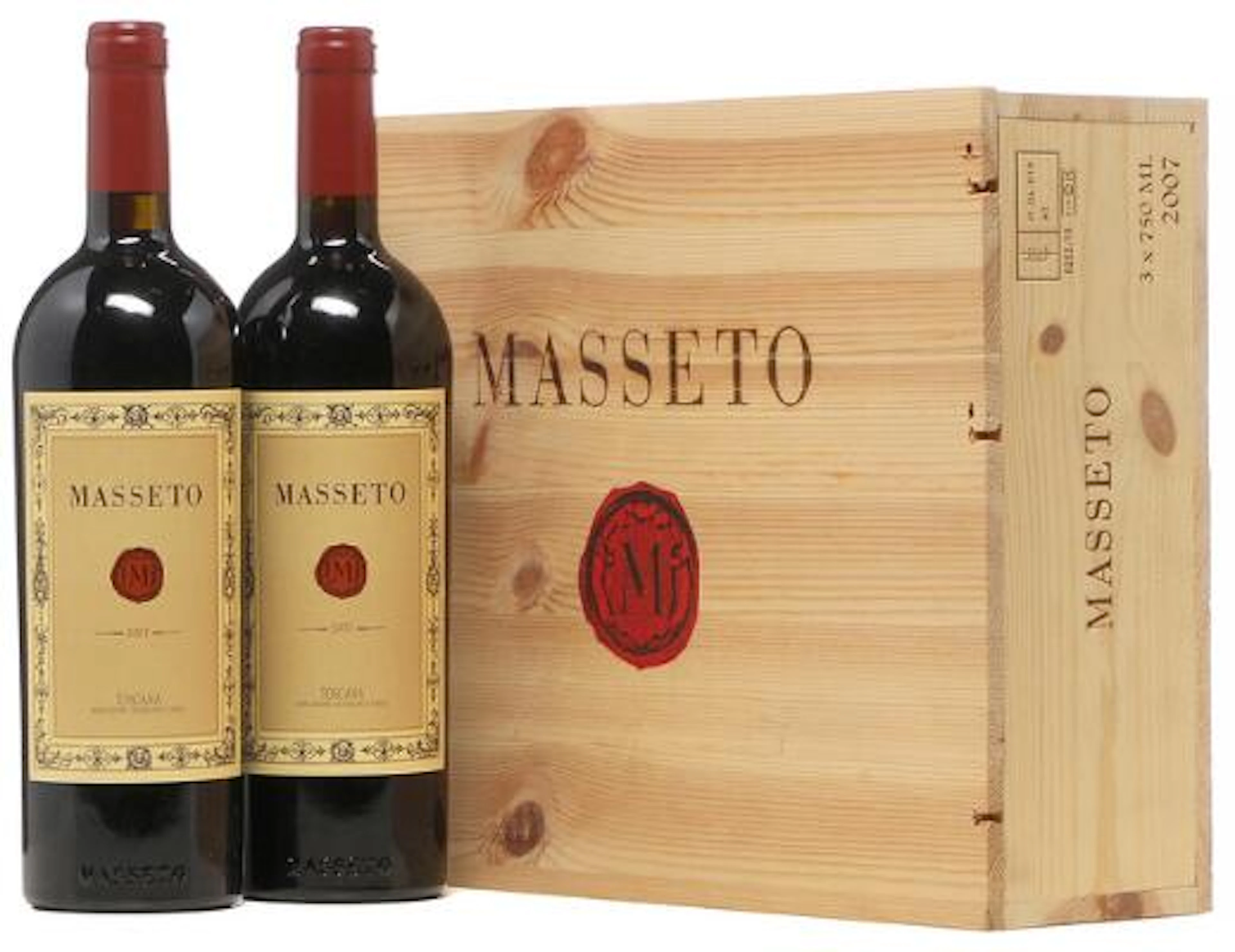 2 bts. Masseto, Tenuta dell'Ornellaia, Toscana IGT 2007 A (hf/in).