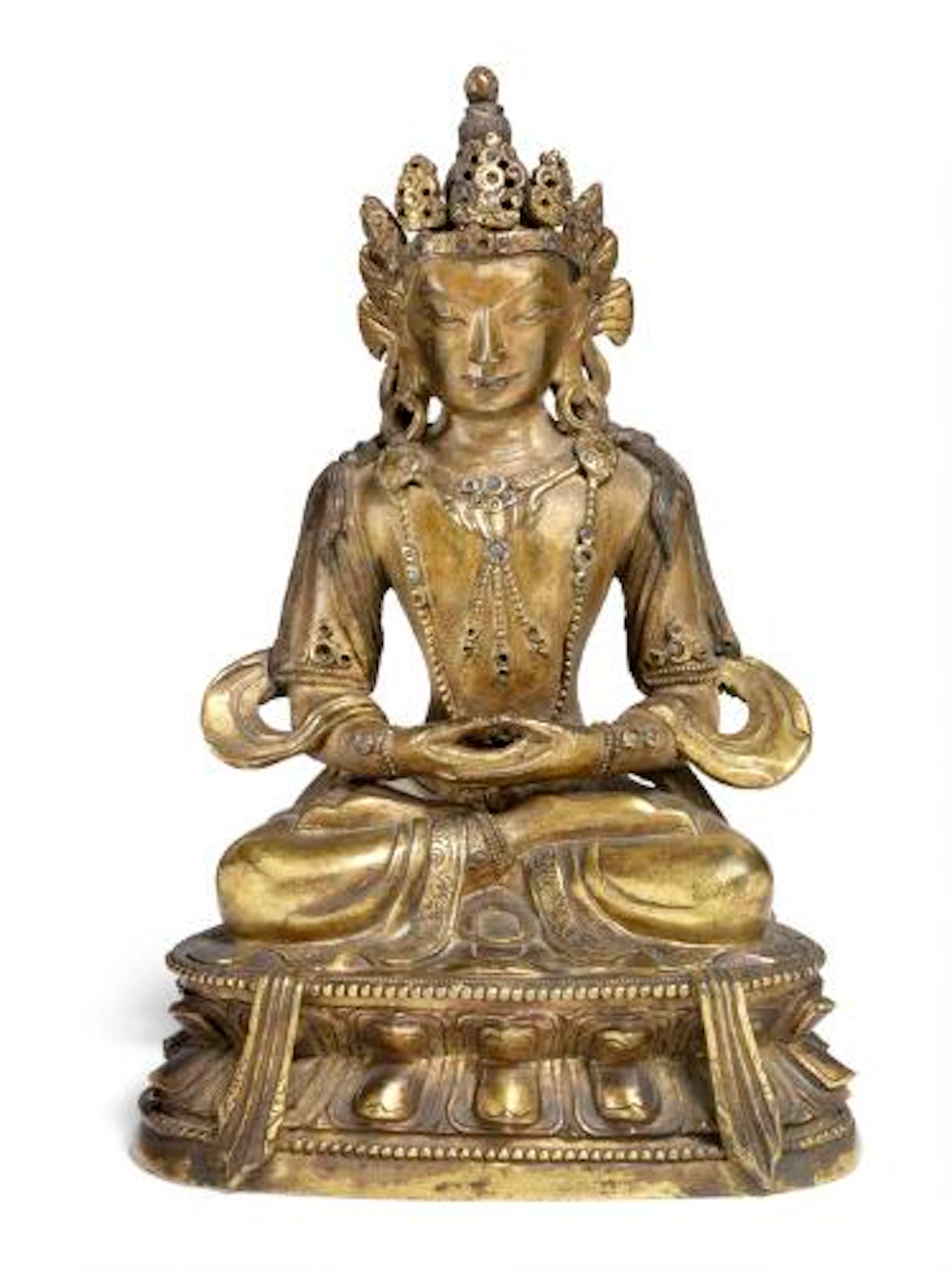 A Chinese gilt copper alloy figure of Amitayus