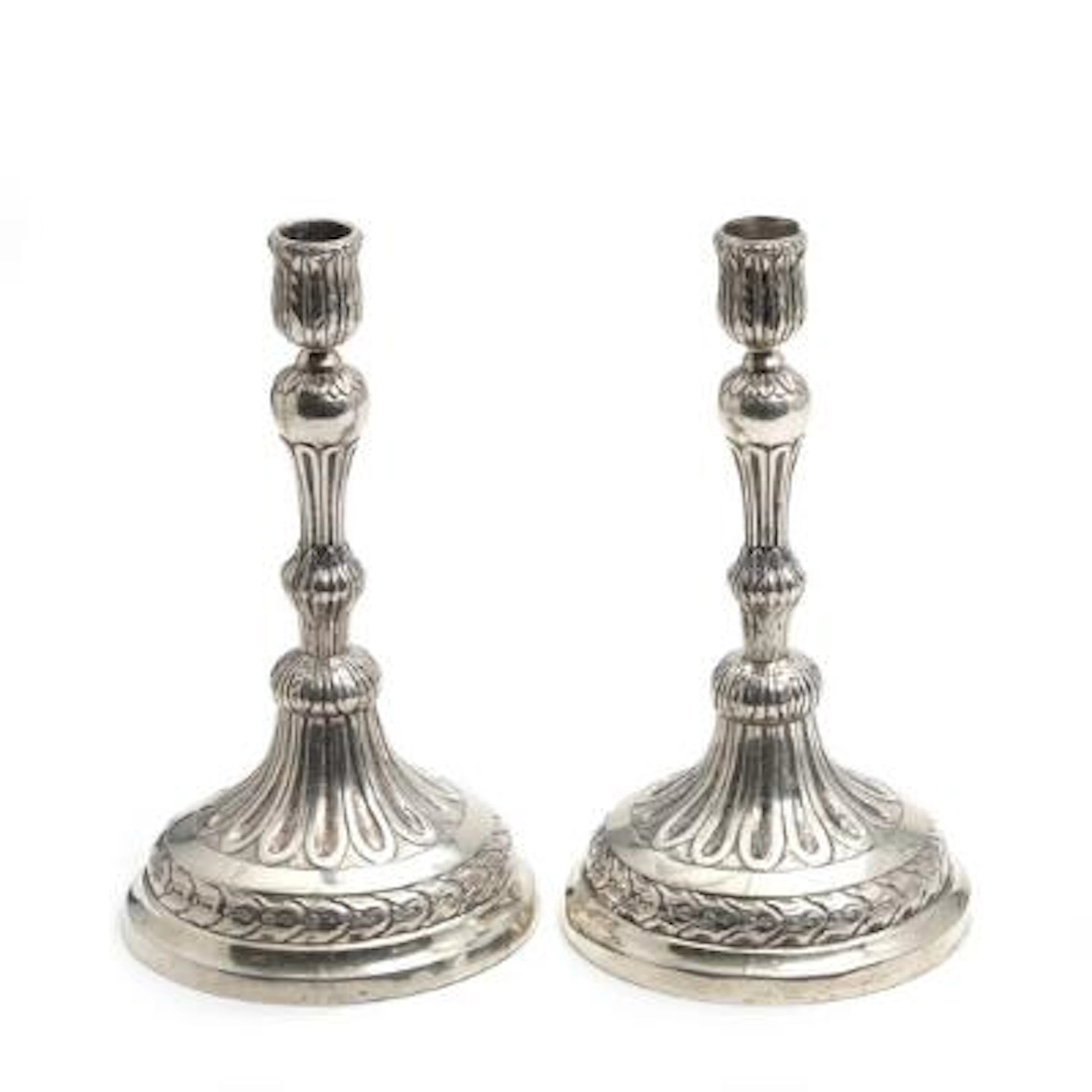 A pair of Louis XVI silver candlesticks. Maker Johan Christian Andreas