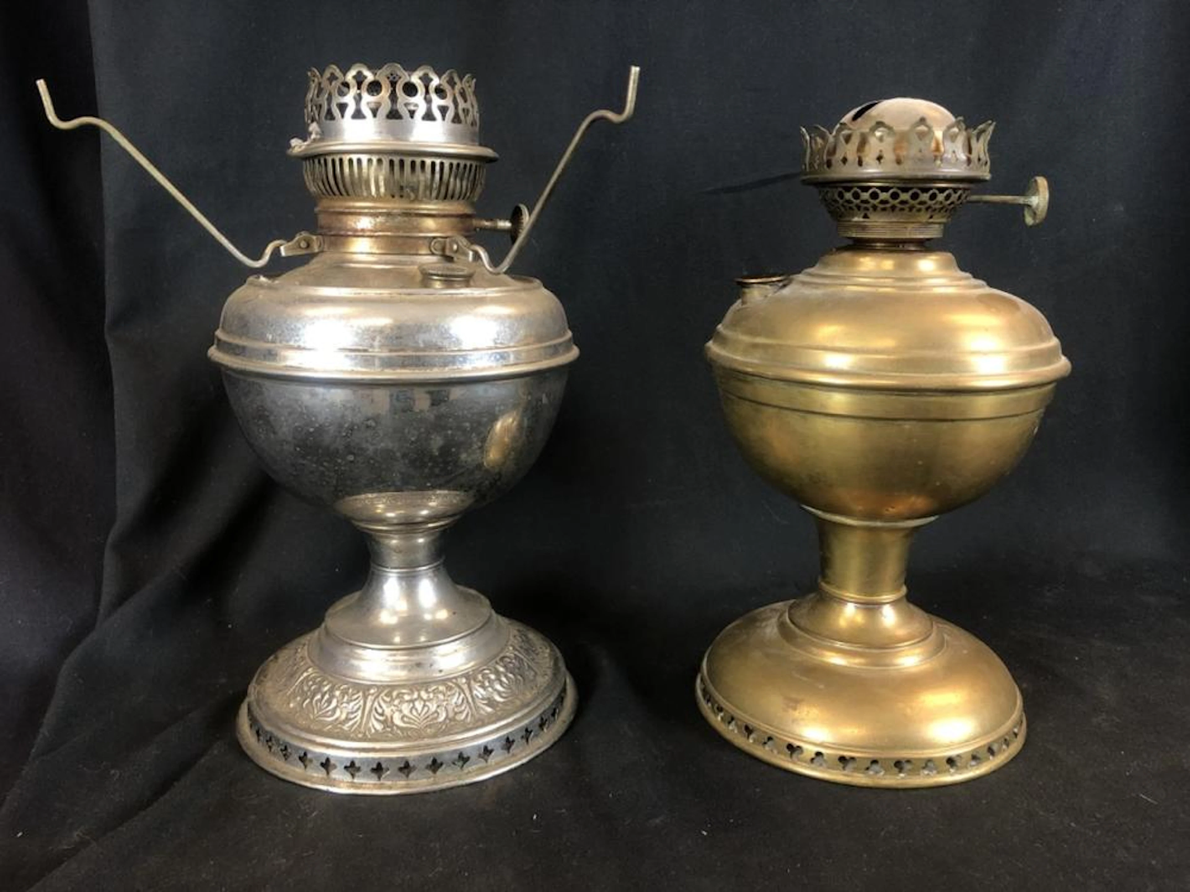 Lot of 2 Antique Oil Lamps (B&H, Solar EM&Co)