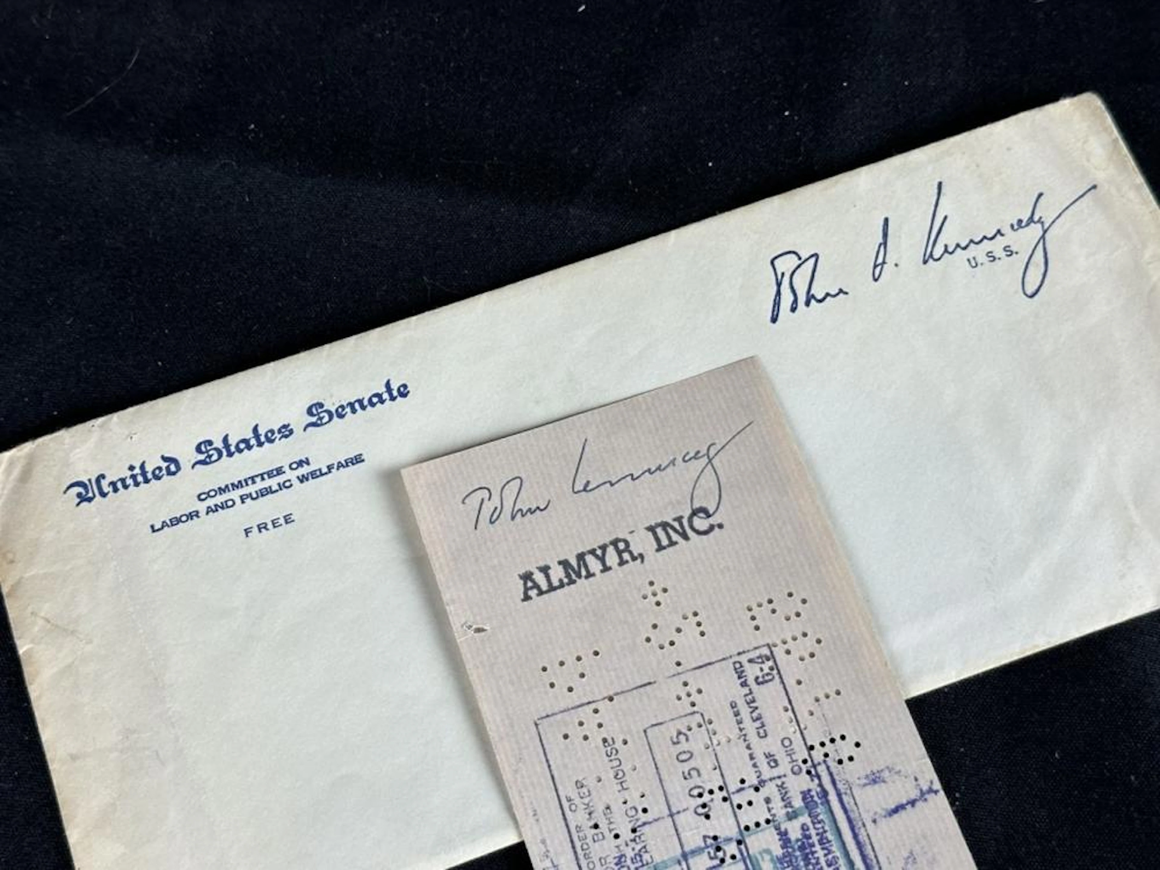 1957 Personal Check Signed John F. Kennedy