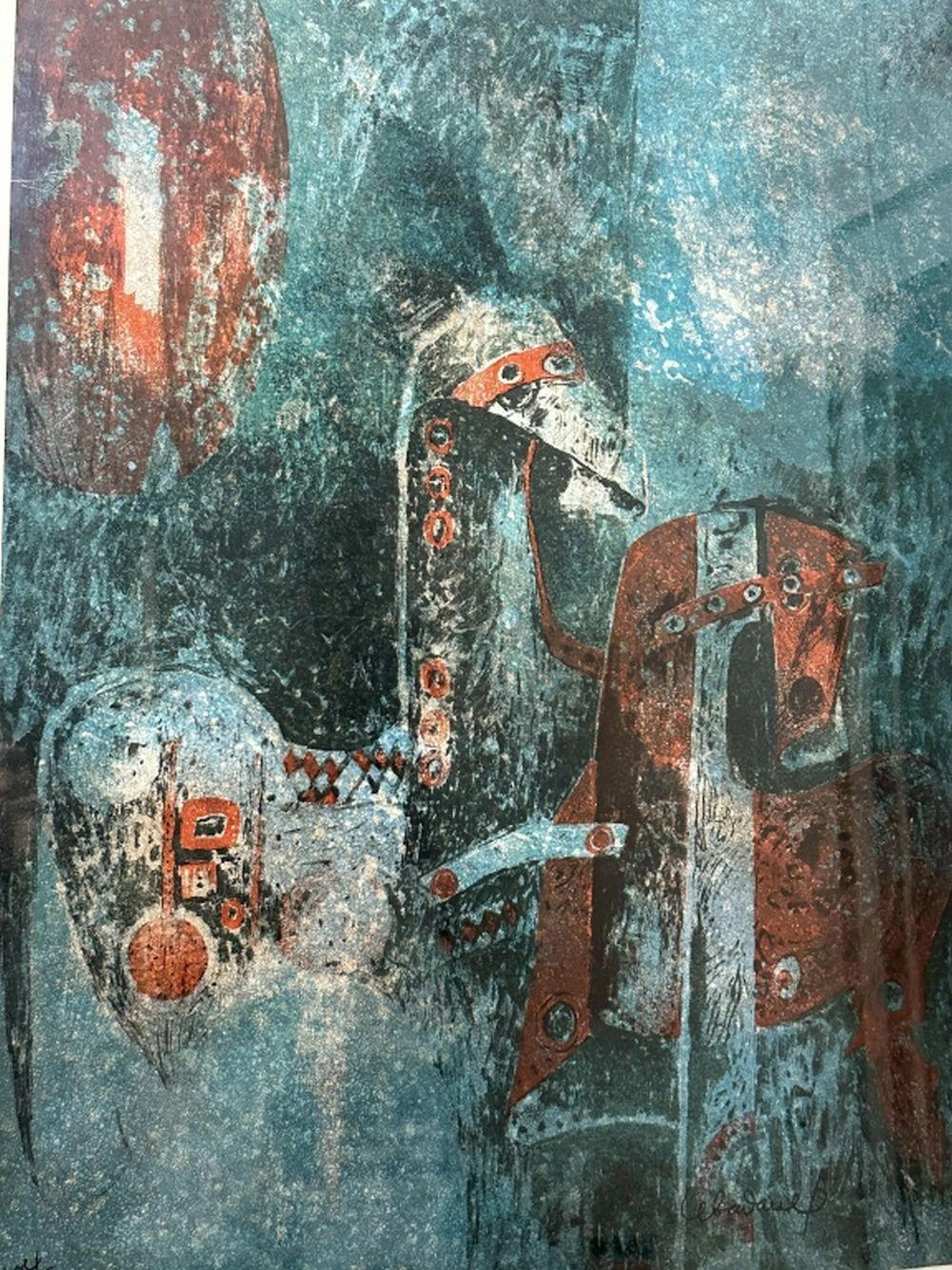 Stylized Abstract Signed Lebadang "Horses" Litho