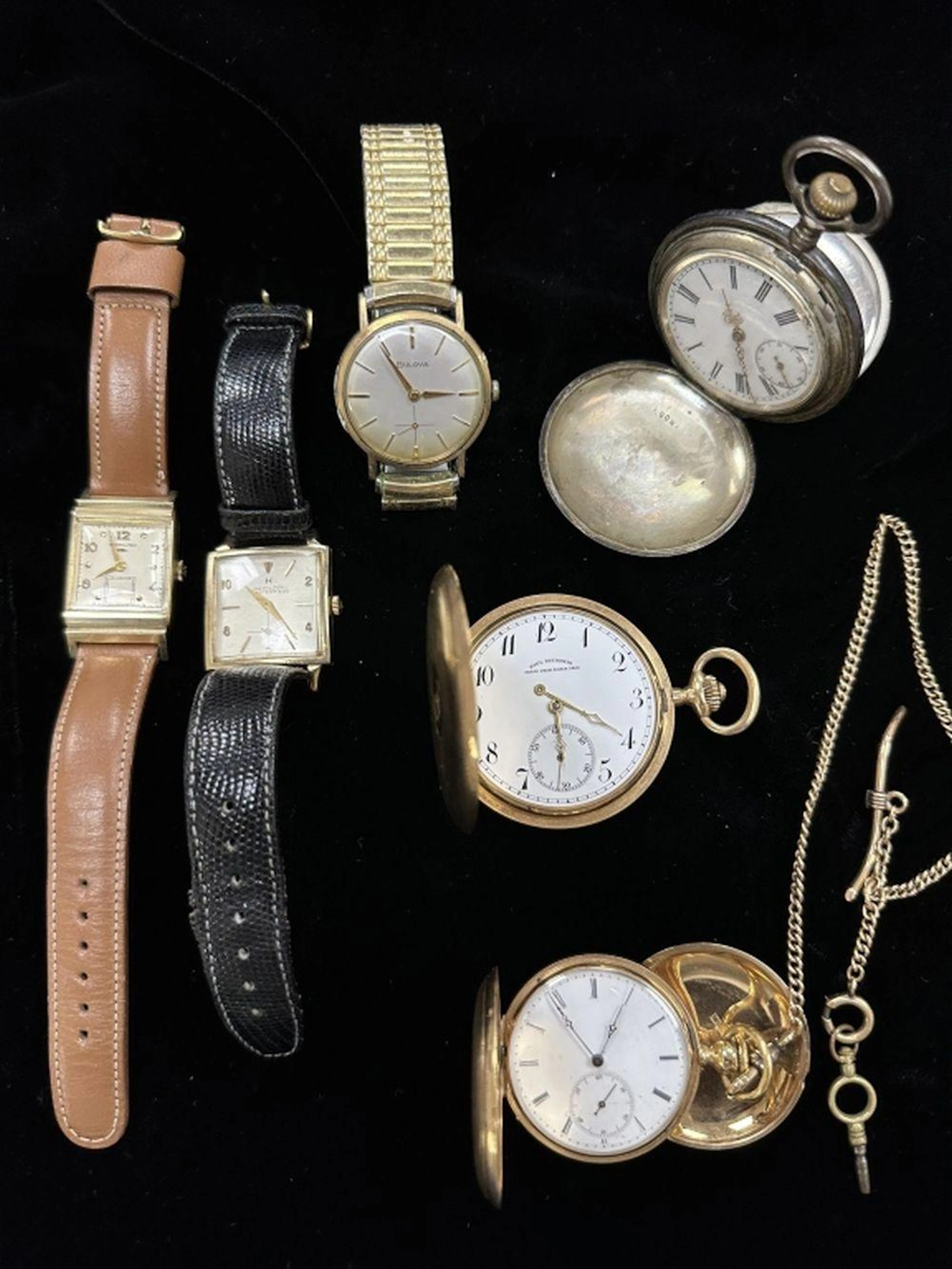 Lot of 6 Vintage Pocket Watches & Watches Includes 14K, 10K & other
