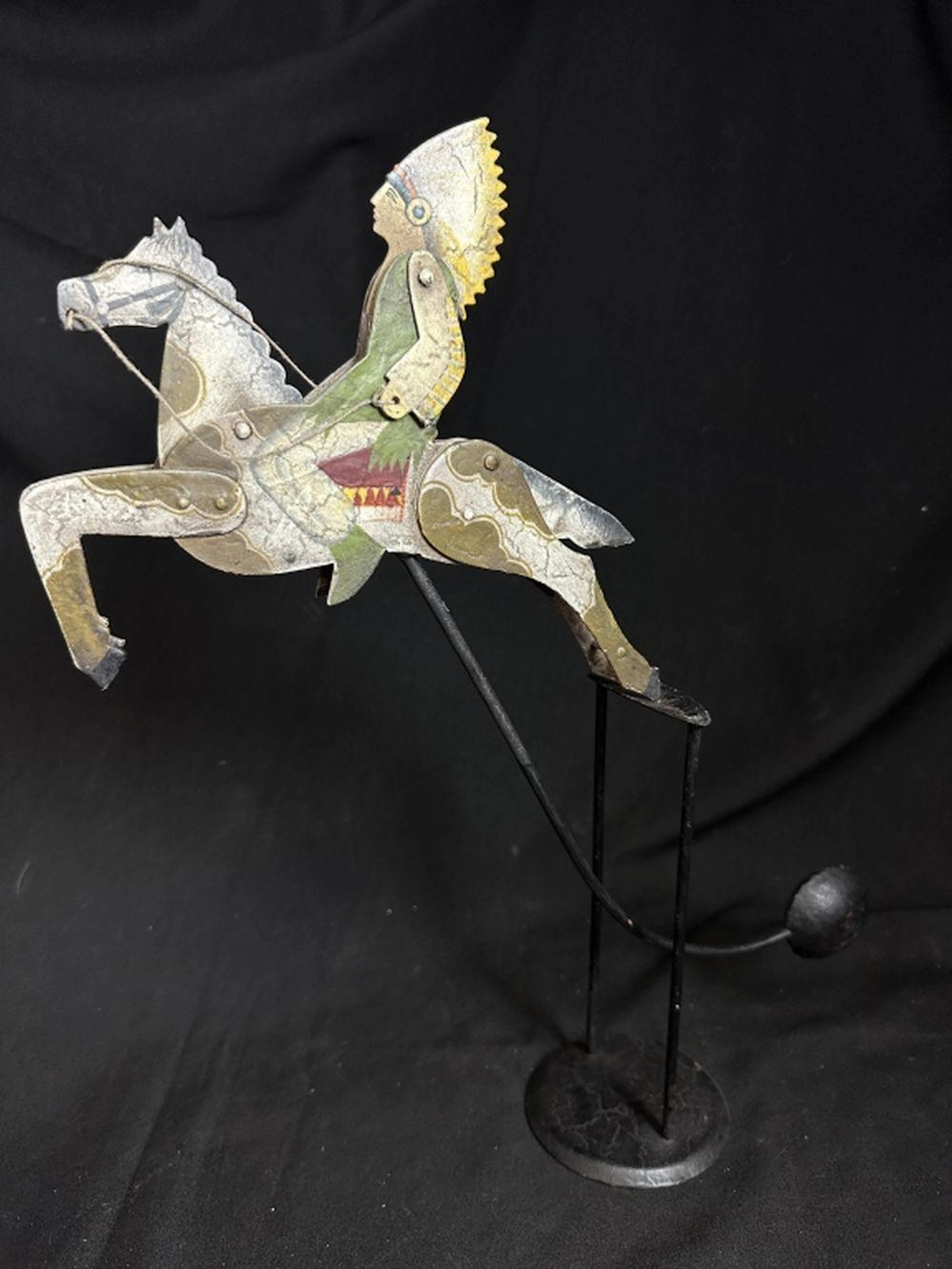 Folk Art Indian Chief on Horse Pendulum Balance