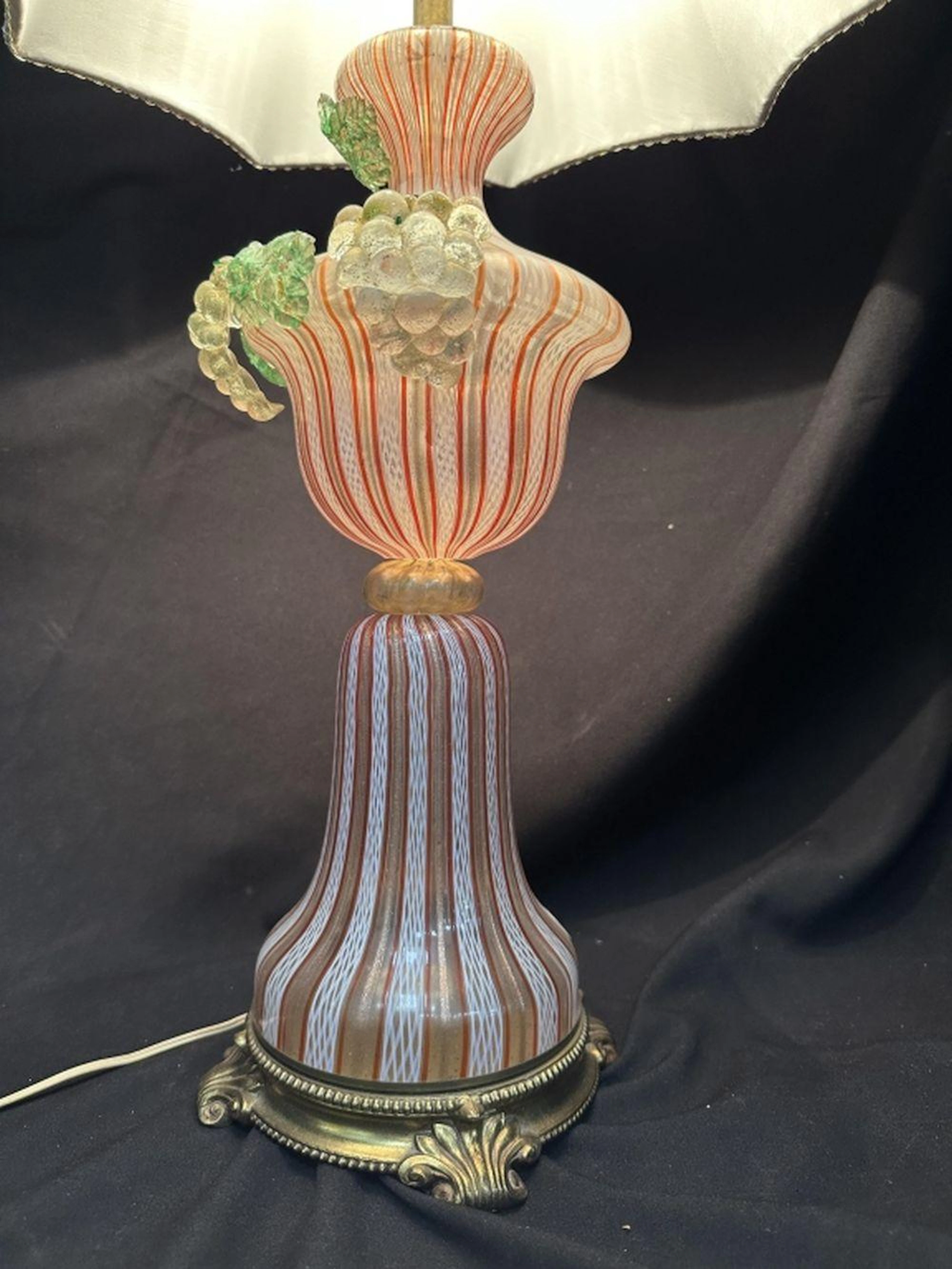 Superb Dino Martens Murano Glass TableLamp w Fruit
