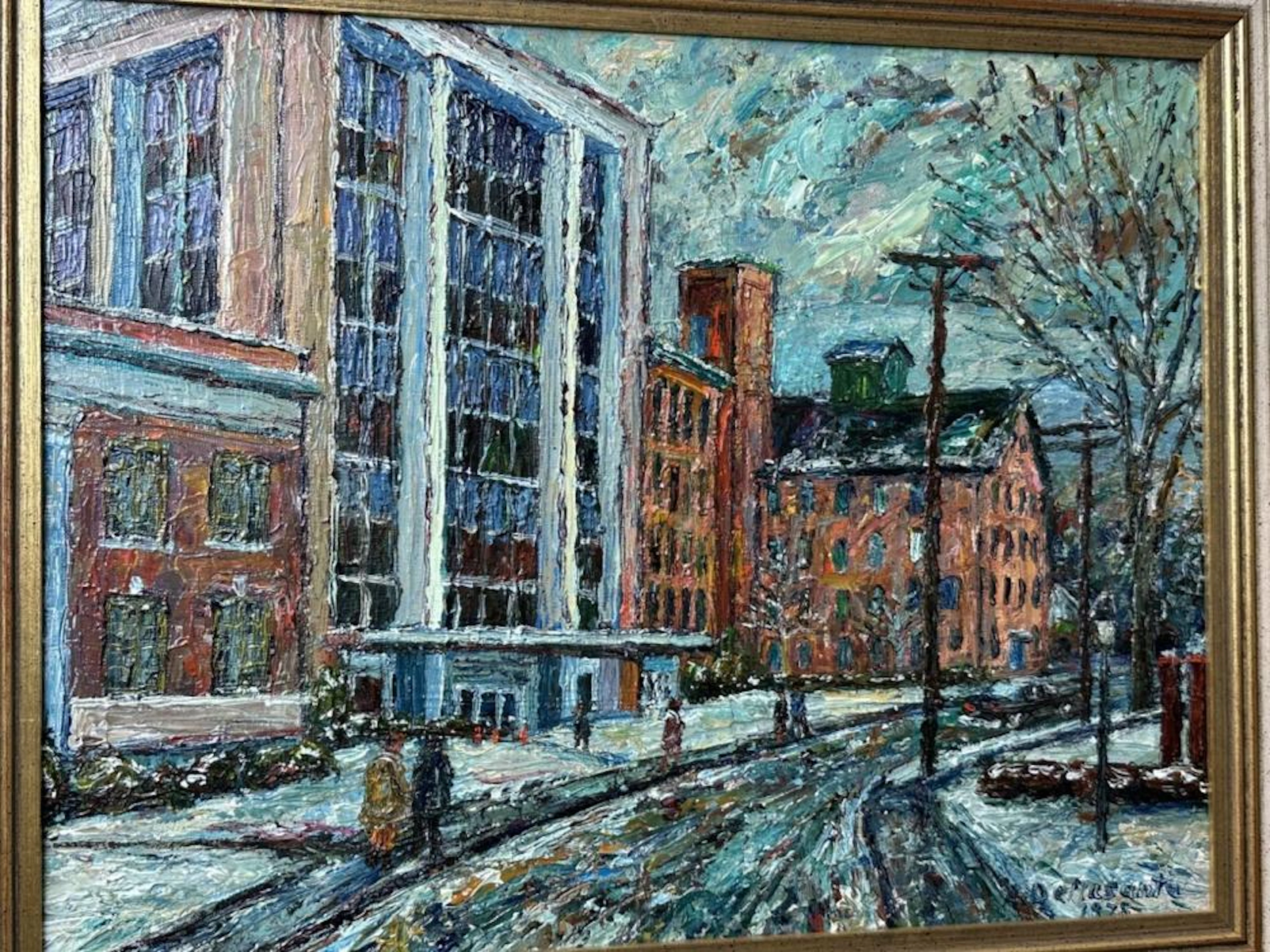 Original Oil Cityscape Painting Signed Dellasanta