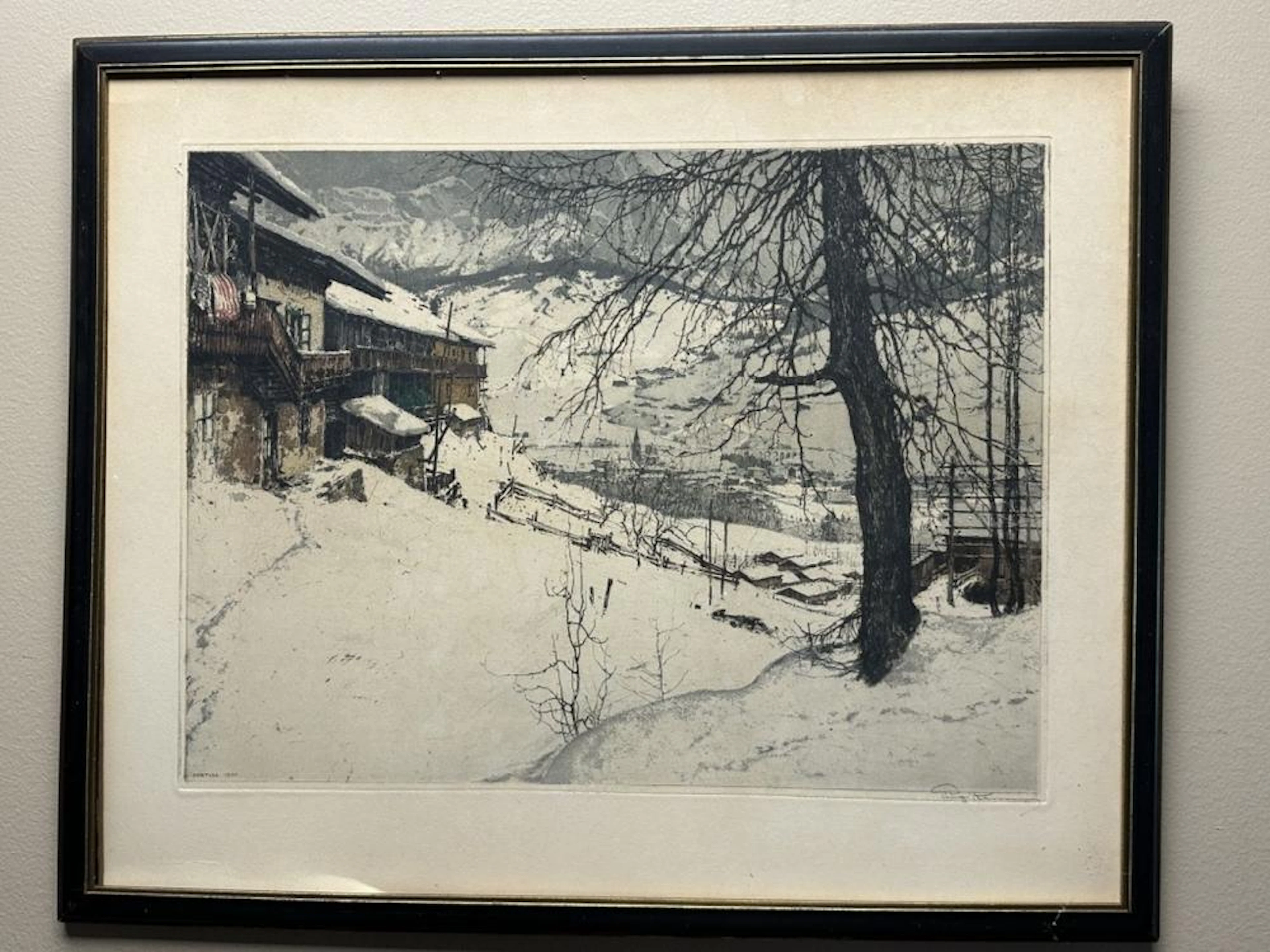 Landscape Cortina SignedEtching Luigi Kashmir 1925