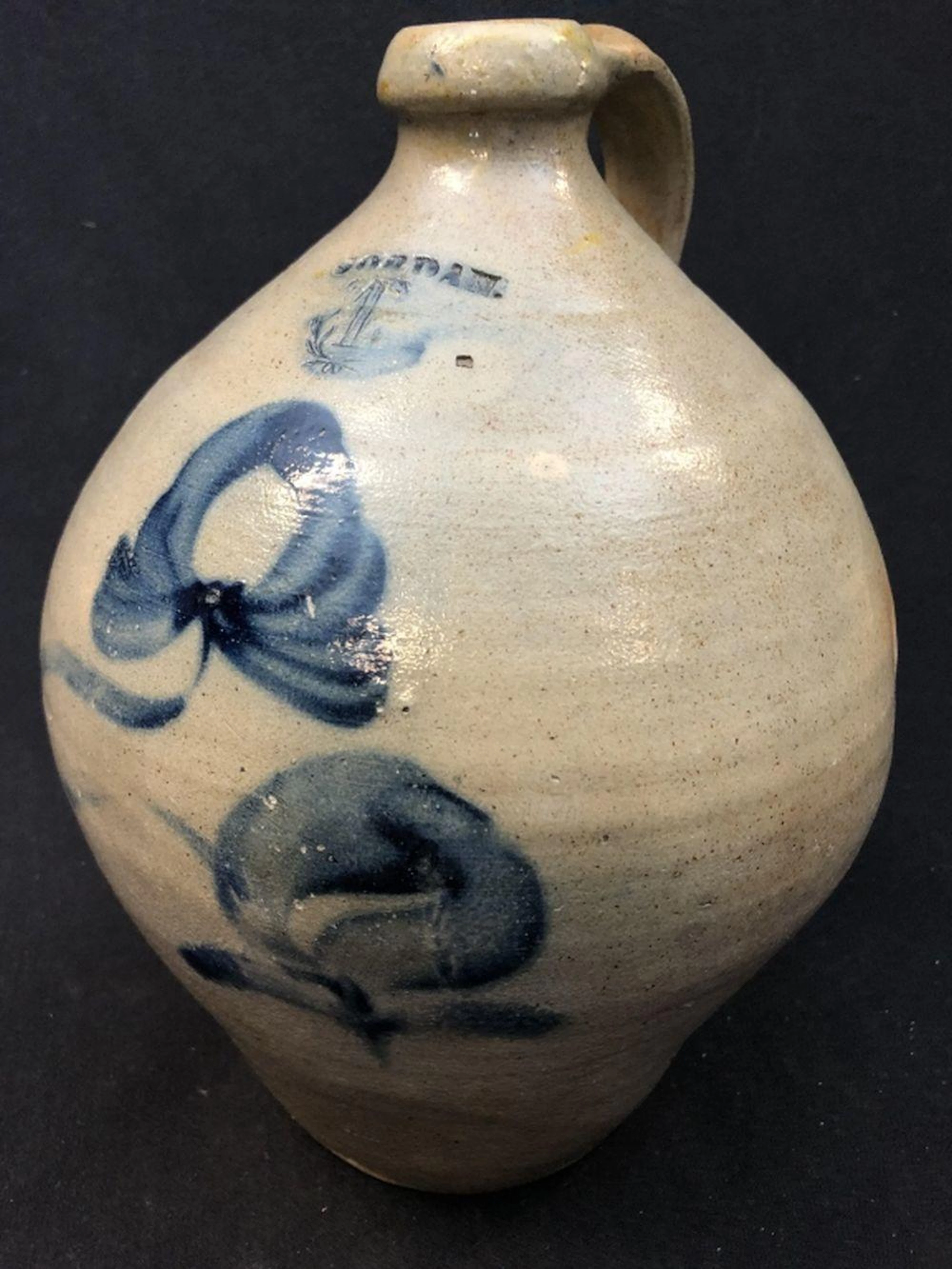 Jordan 1gal Ovoid Salt Glazed Jug w/ Cobalt Floral