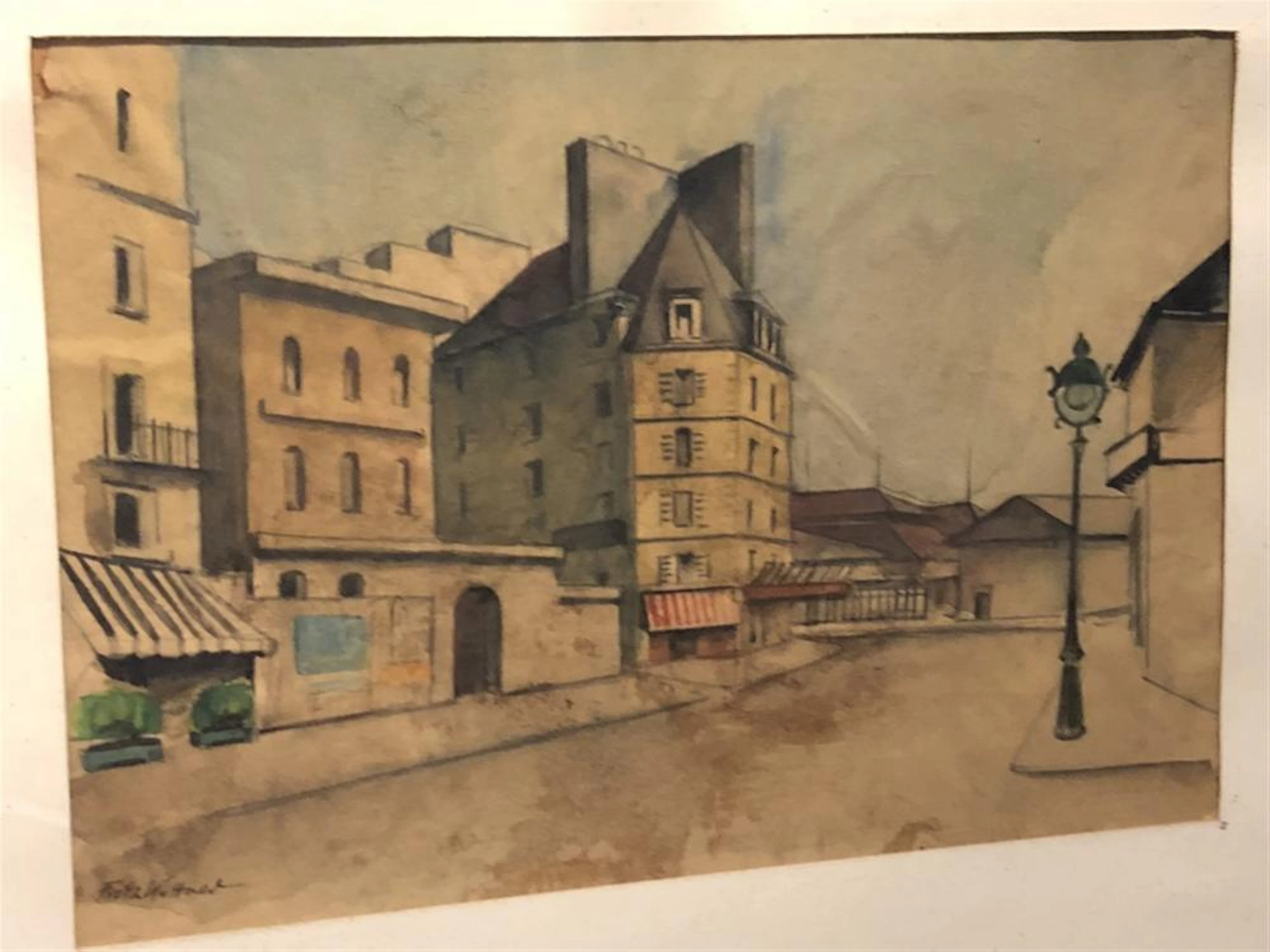 Original Signed Fritz Kuttner Ink & Watercolor