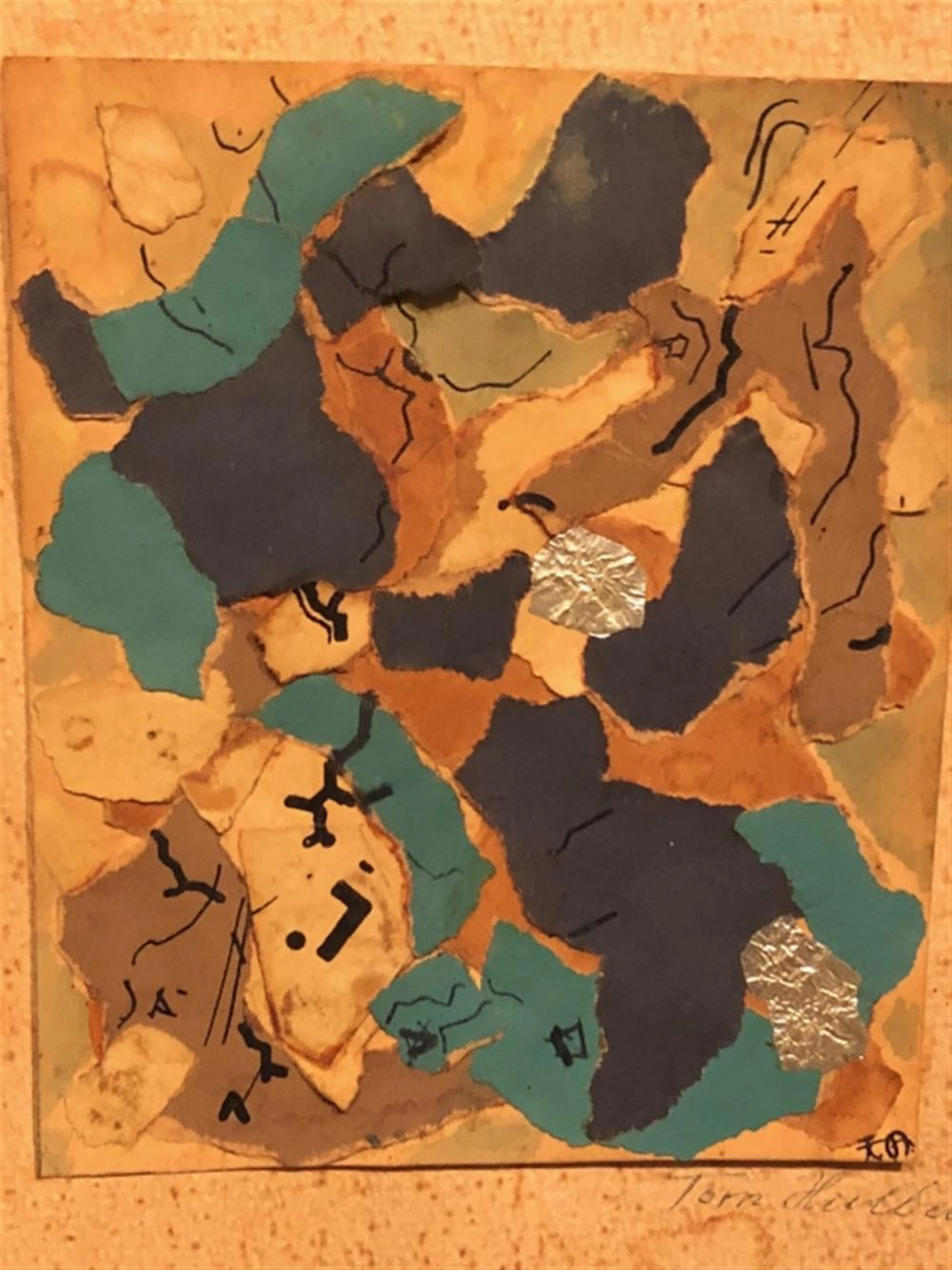 MidCentury Mixed Media Collage signed Tom Hulbeck