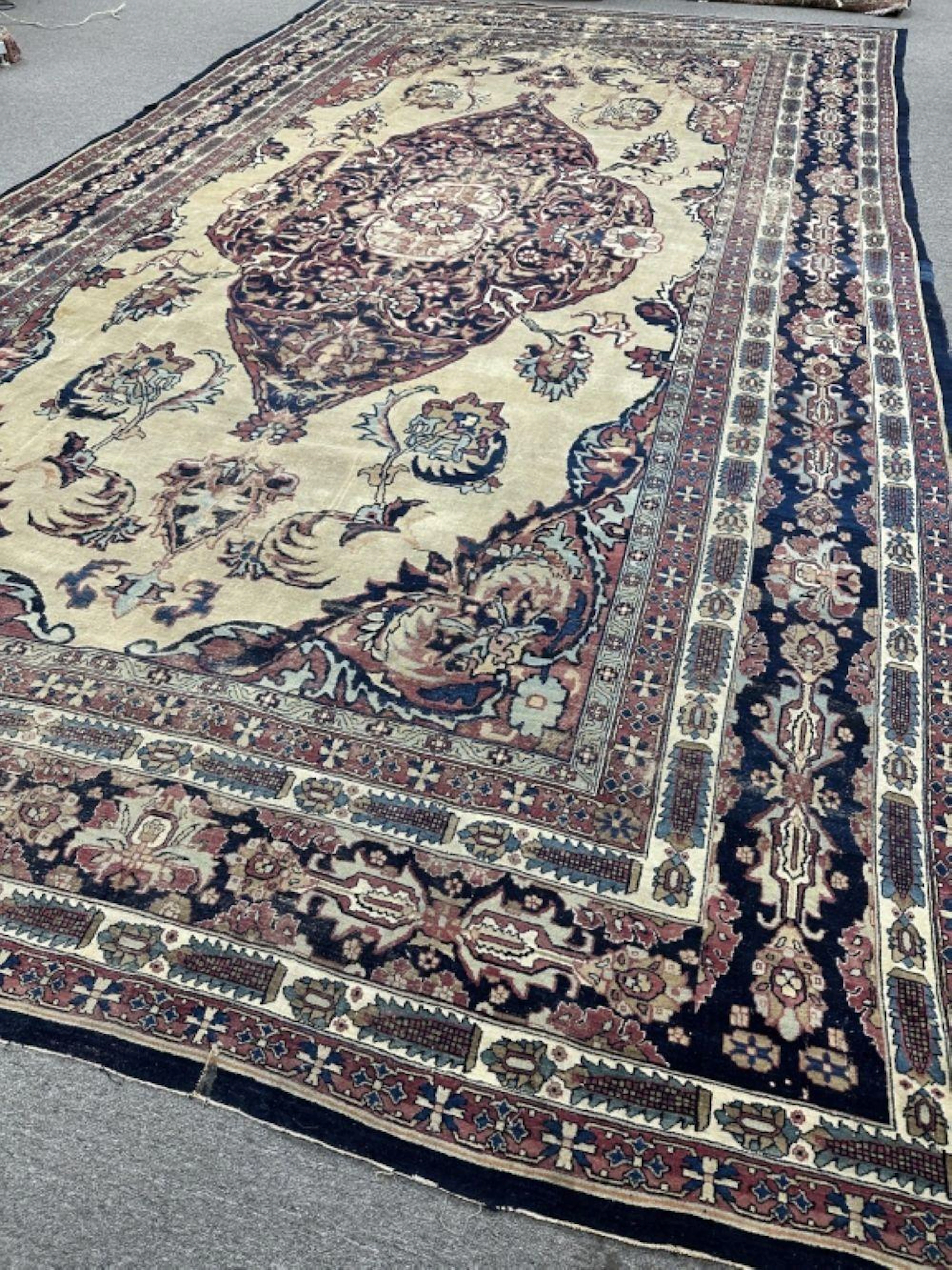 Rare Antique Handmade Oriental Kerman 100+yrs old