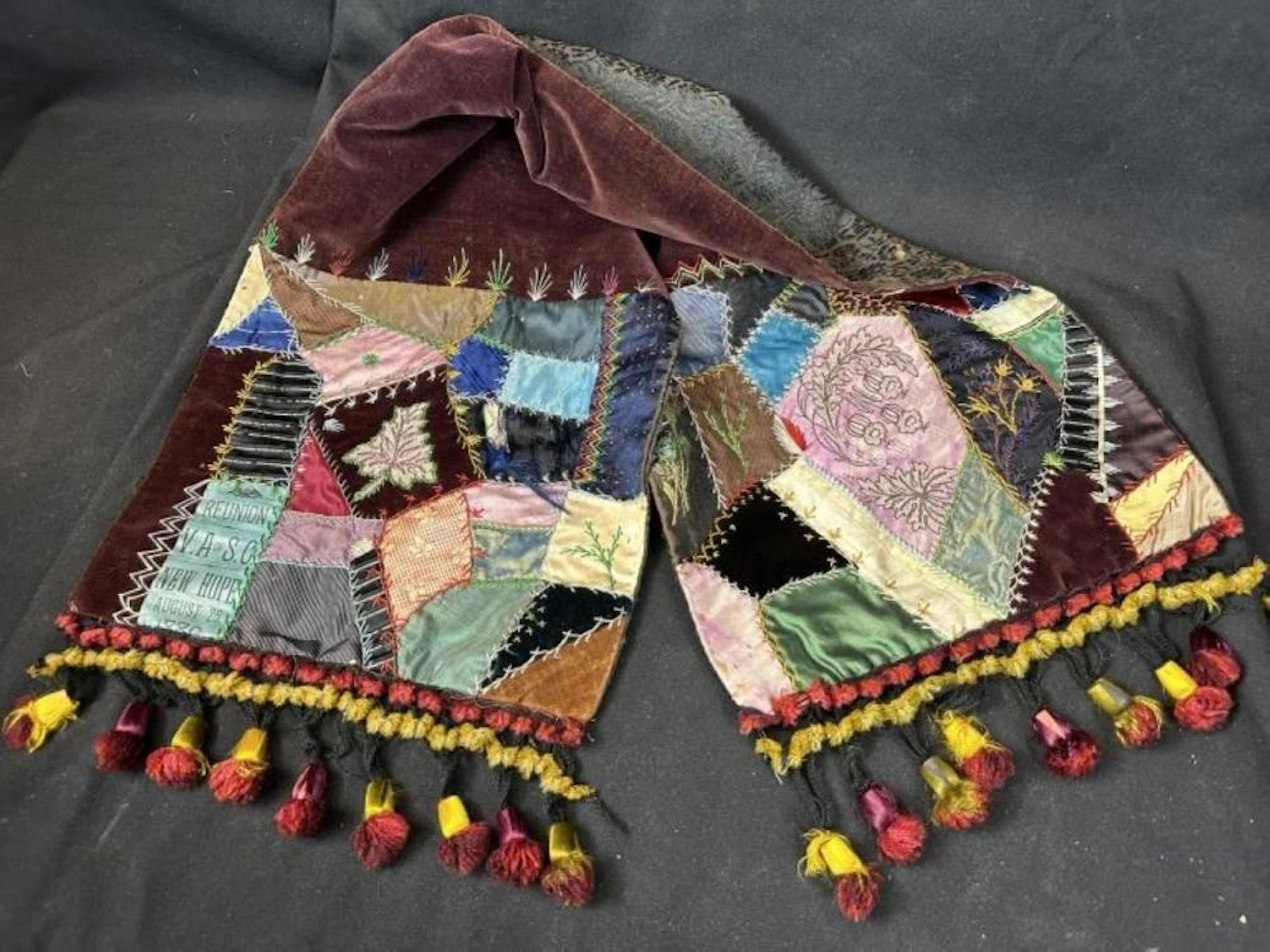 1886 Handmade Velvet, Silk Tasseled Runner