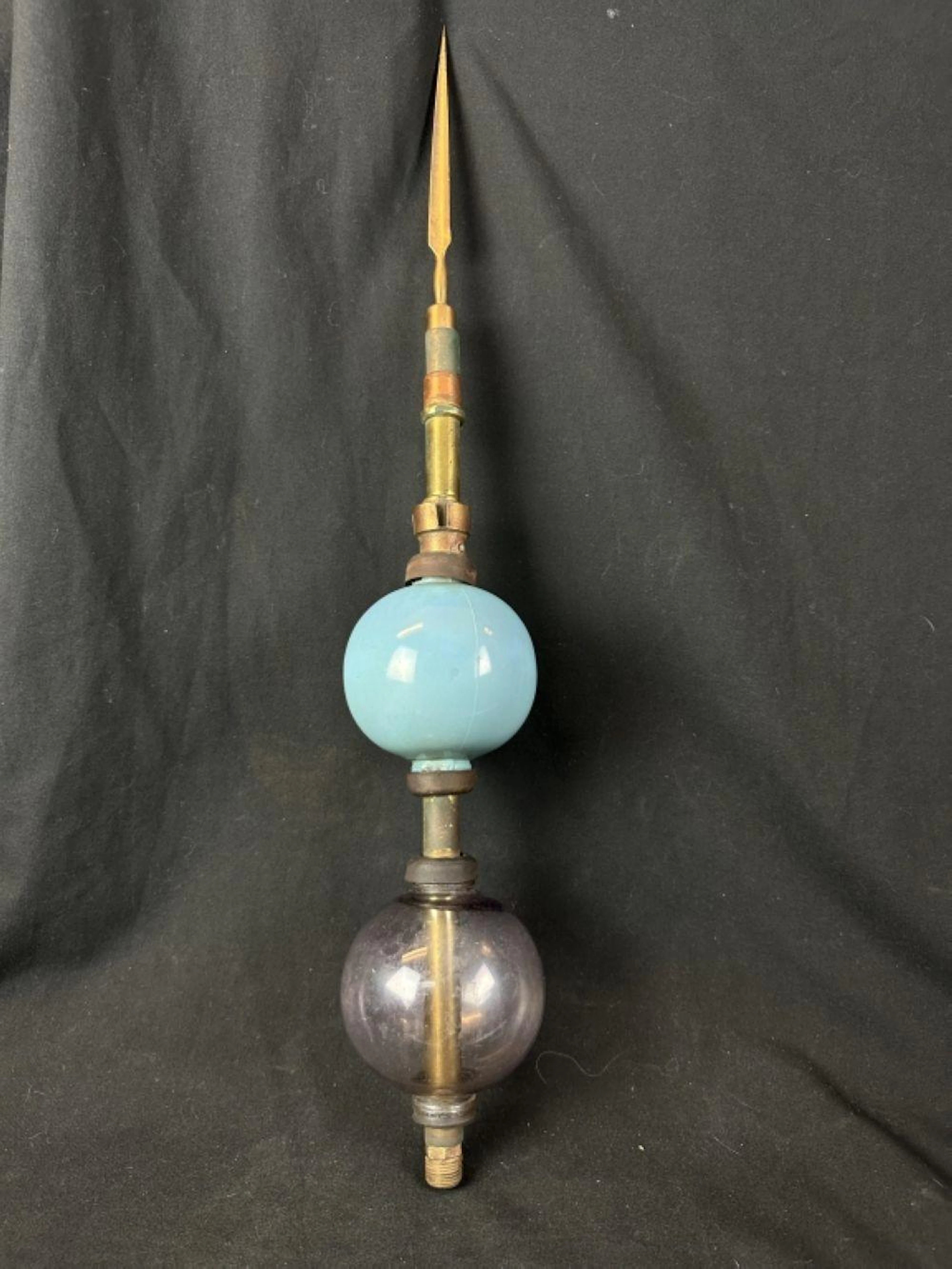 Antique Lightning Rod w/ 2 Glass Balls
