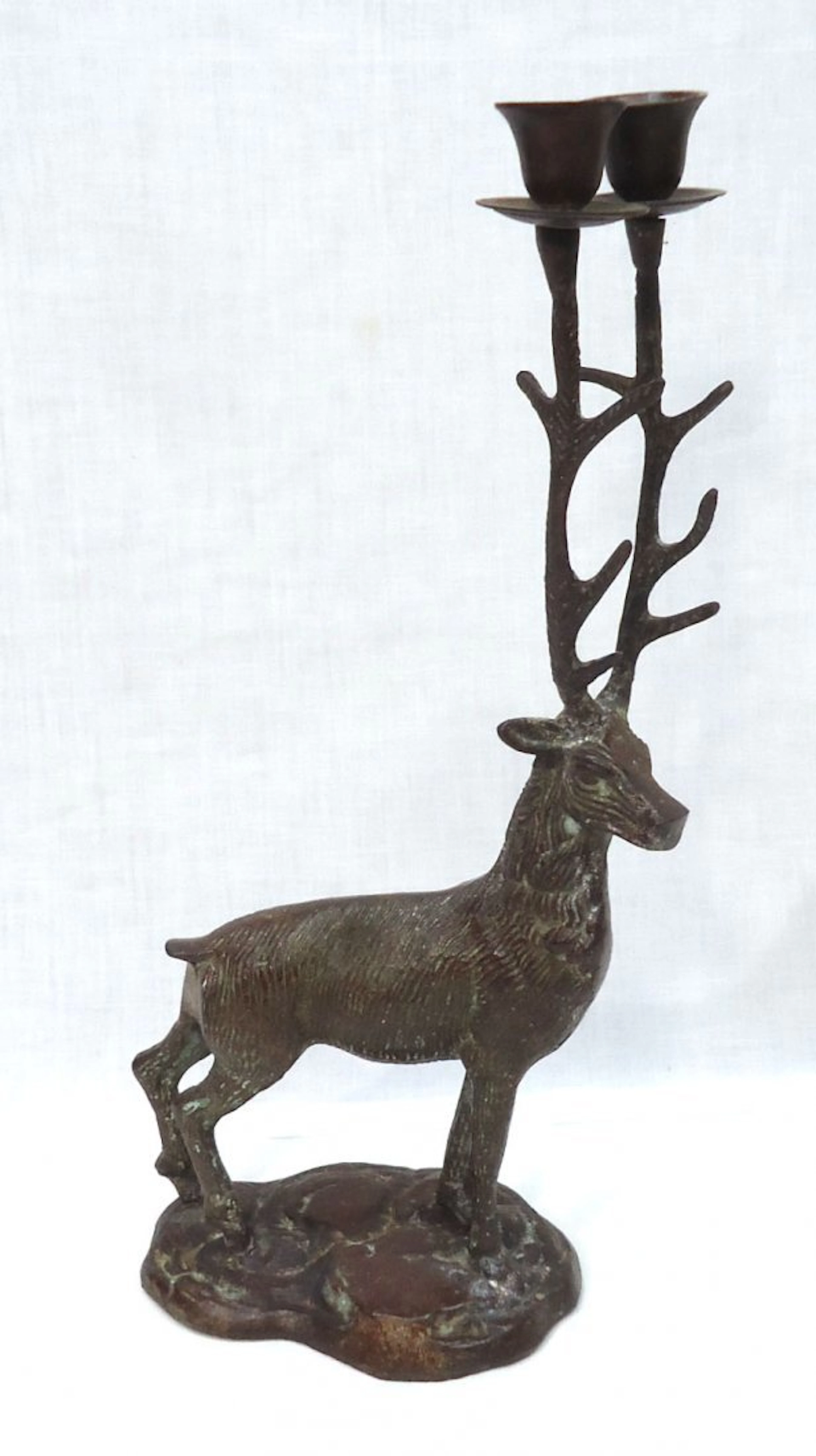 Modern Bronze Stag Candelabra
