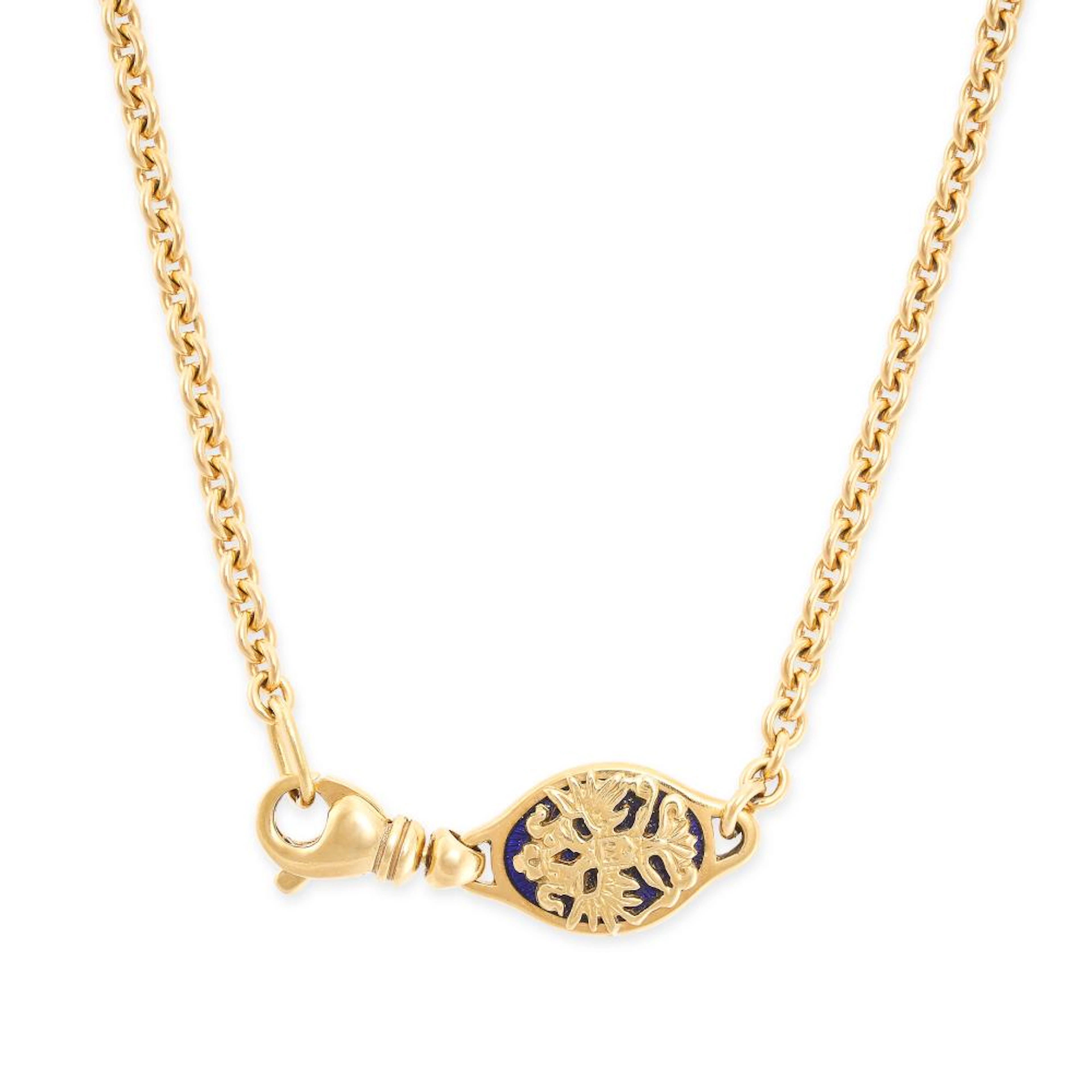 FABERGE, AN ENAMEL PENDANT NECKLACE in 18ct yellow gold