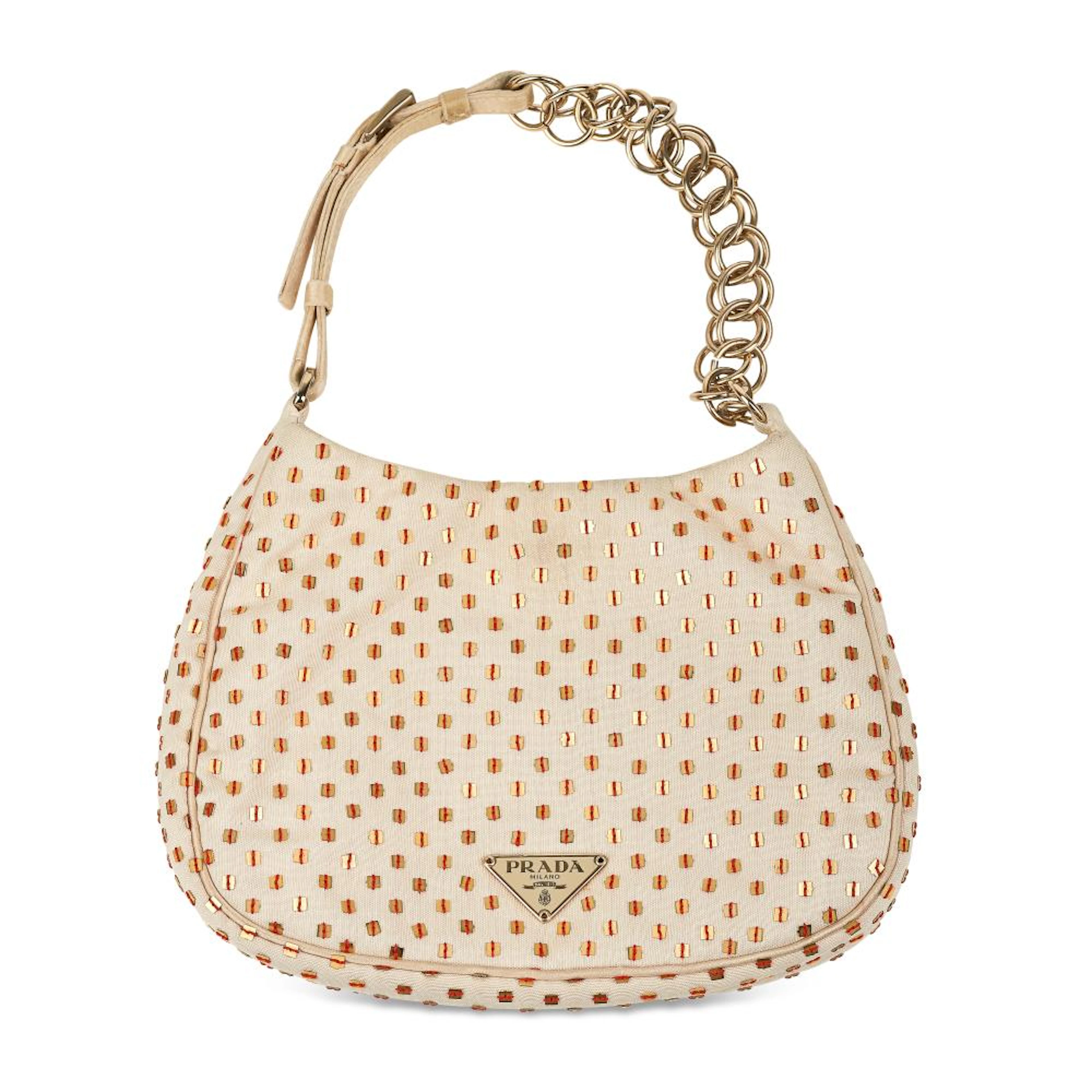 PRADA VINTAGE CREAM SEQUIN MINI BAG