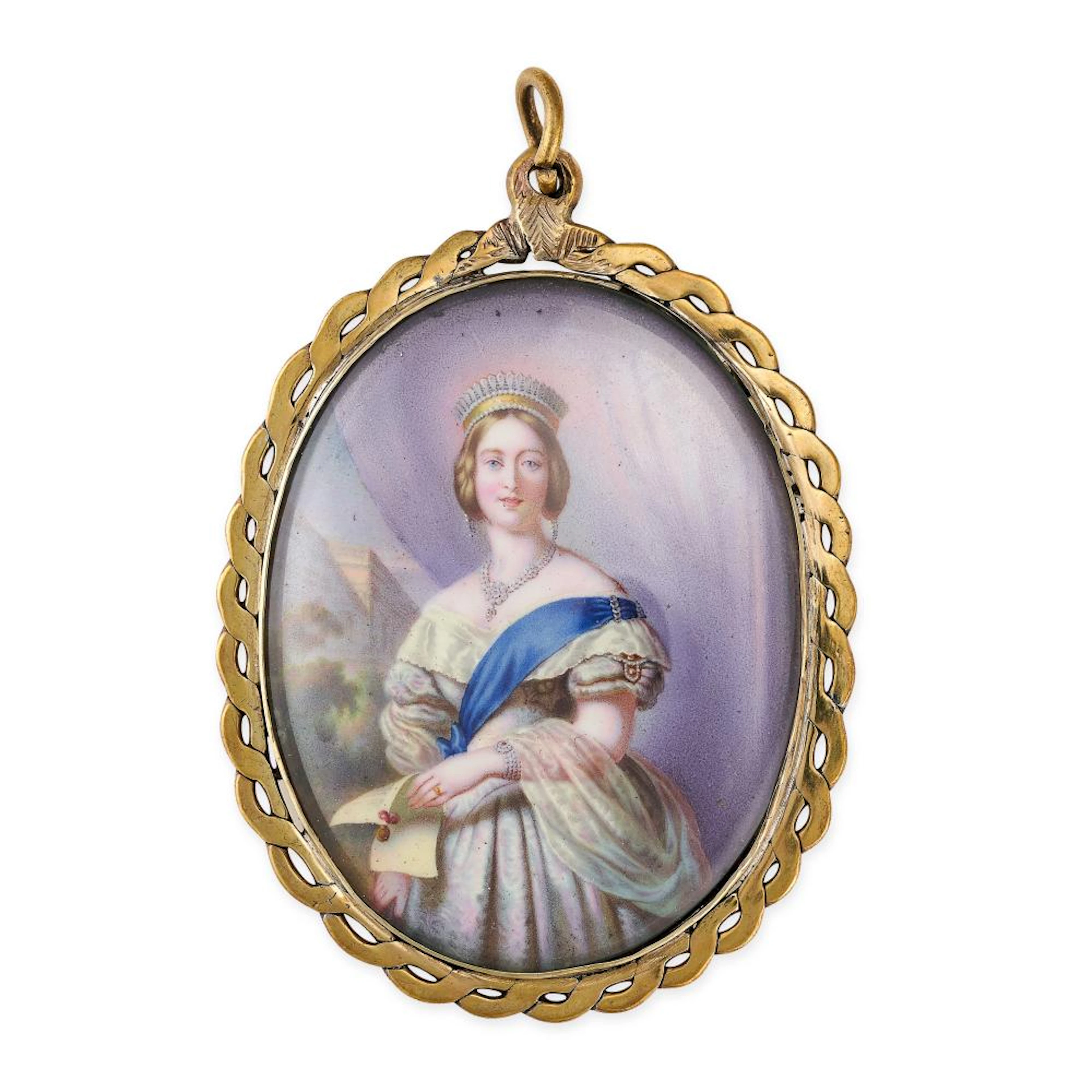 AN ANTIQUE QUEEN VICTORIA PORTRAIT MINIATURE PENDANT