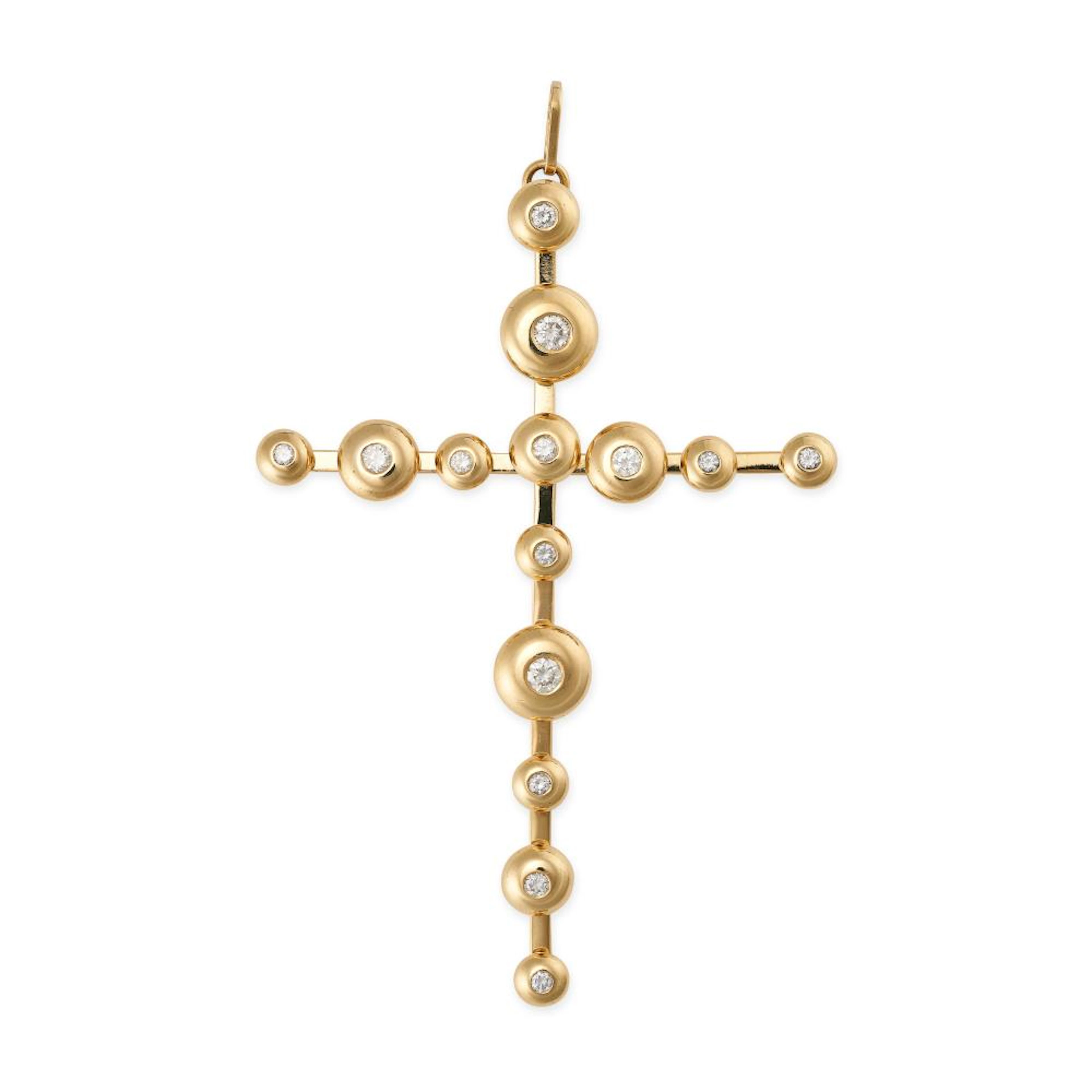 A DIAMOND CROSS PENDANT in 18ct yellow gold