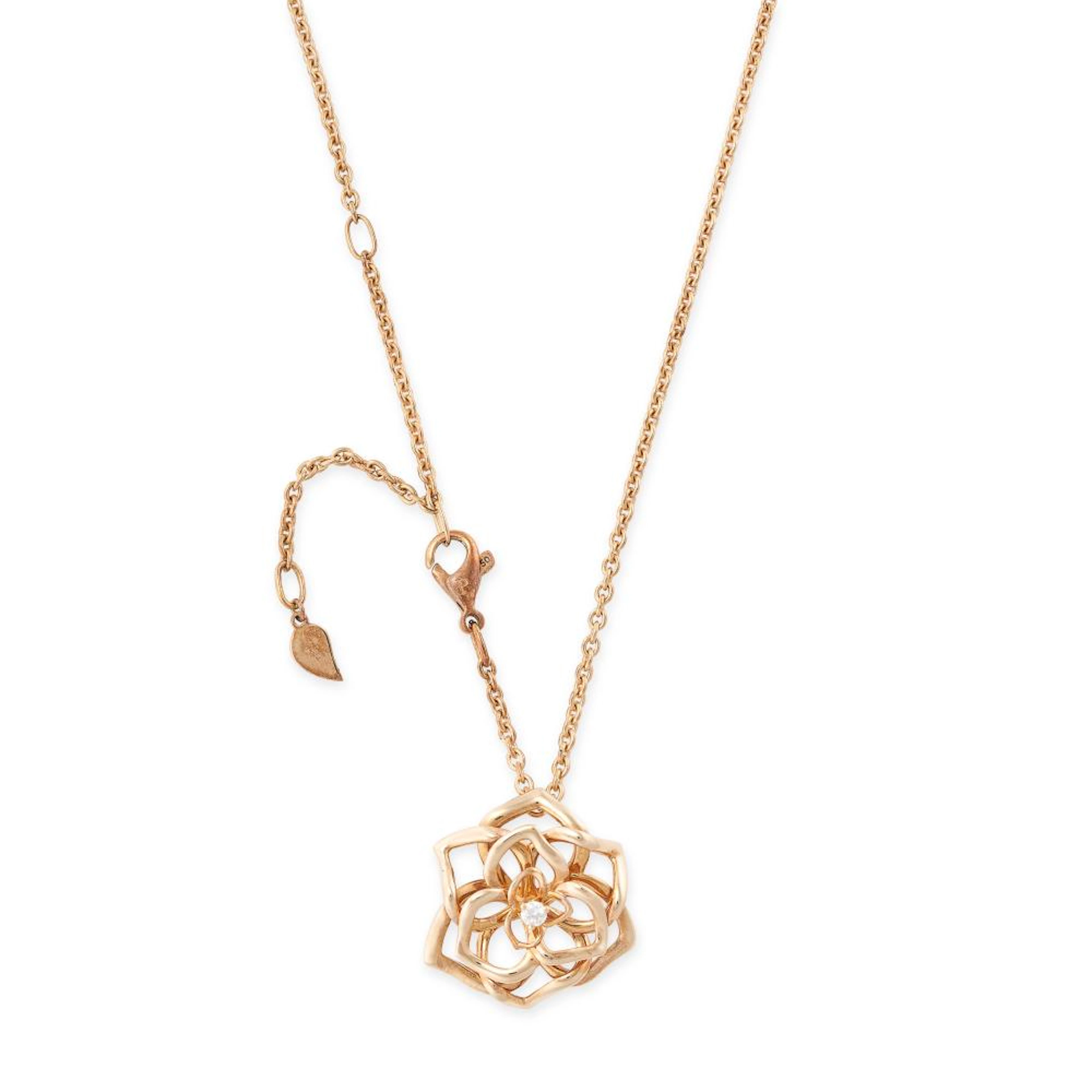 PIAGET, A DIAMOND ROSE PENDANT NECKLACE in 18ct yellow gold