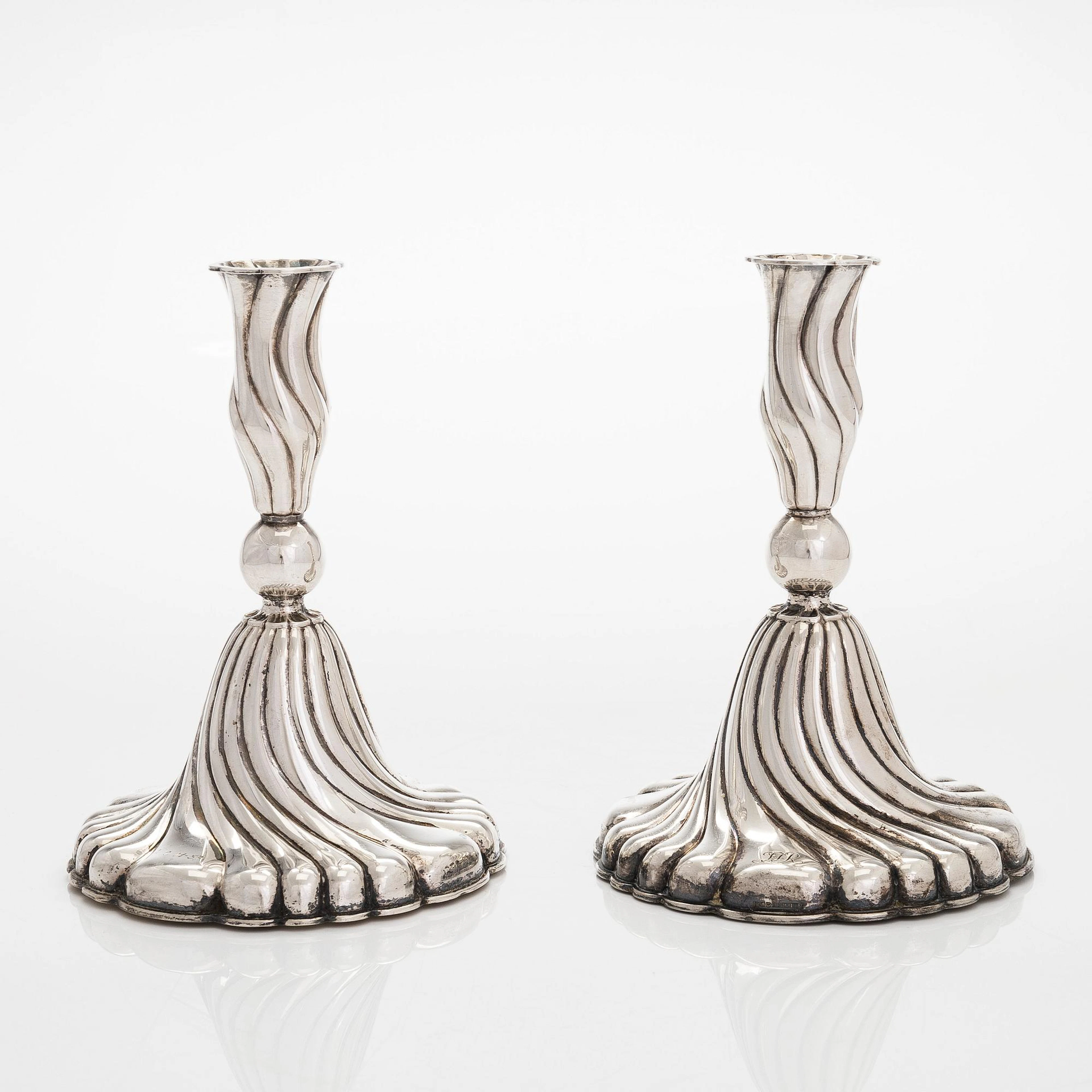 Candelsticks, a pair, silver, Turku 1957.
