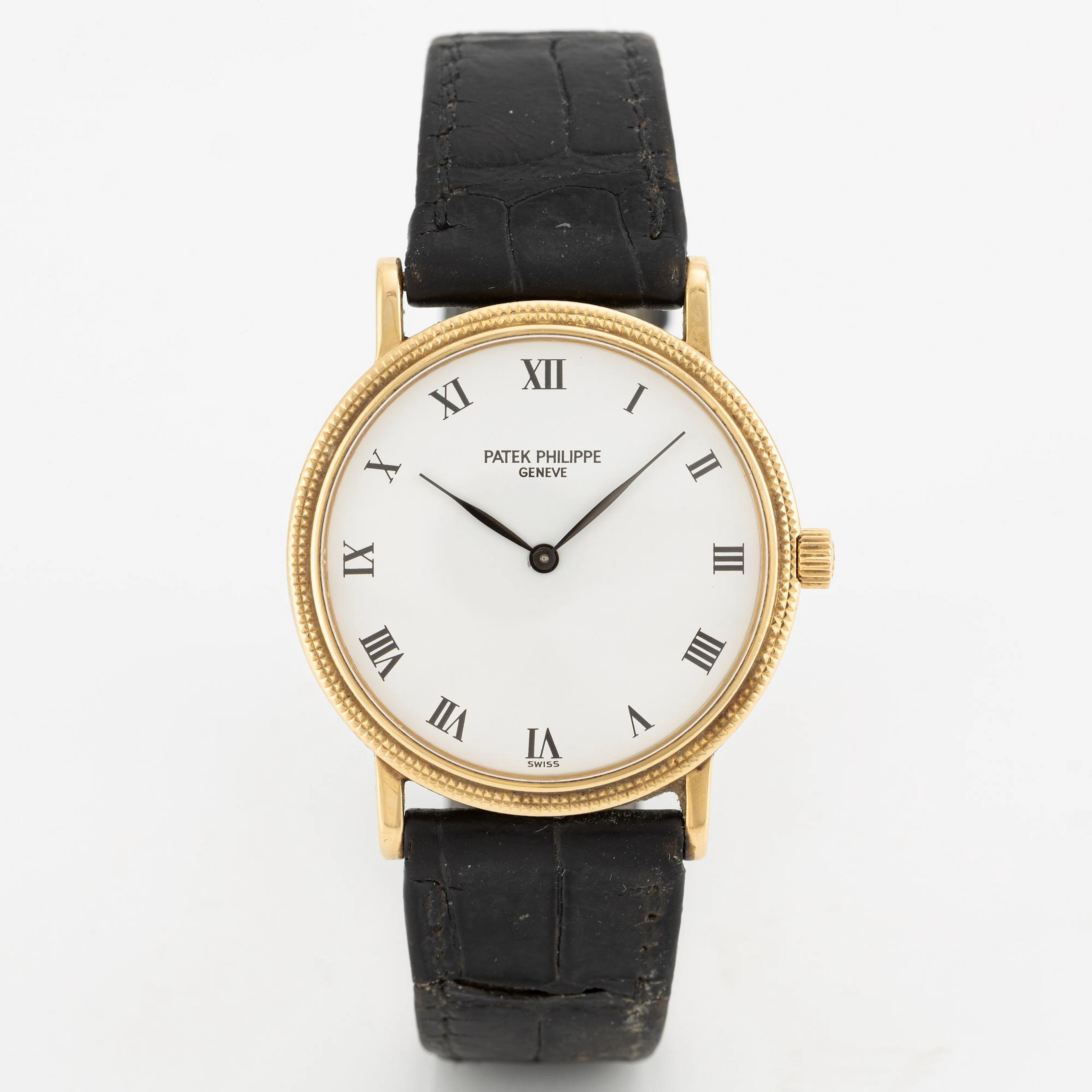 Patek Philippe, Calatrava, "Clous de Paris", wristwatch, 33 mm.